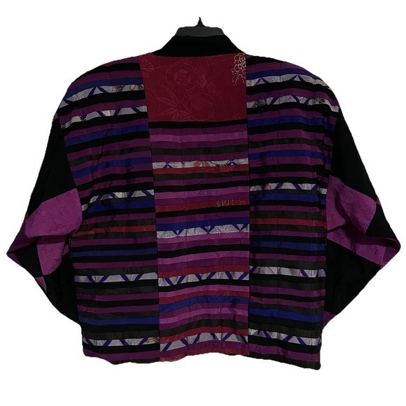 Vintage Handmade Colorful Quilted Layered Patchwork Granny Coat Jacket Satiny