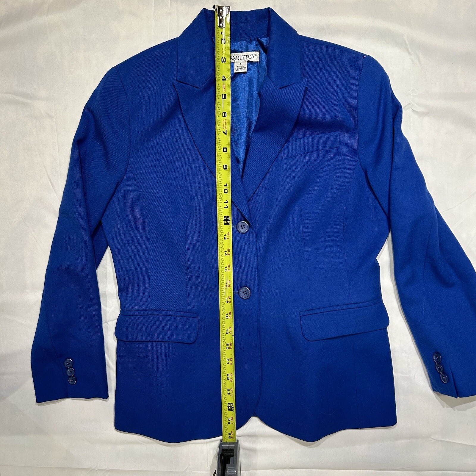 Vintage Pendelton Virgin Wool Royal Blue Blazer Women’s Size 4 Casual Business