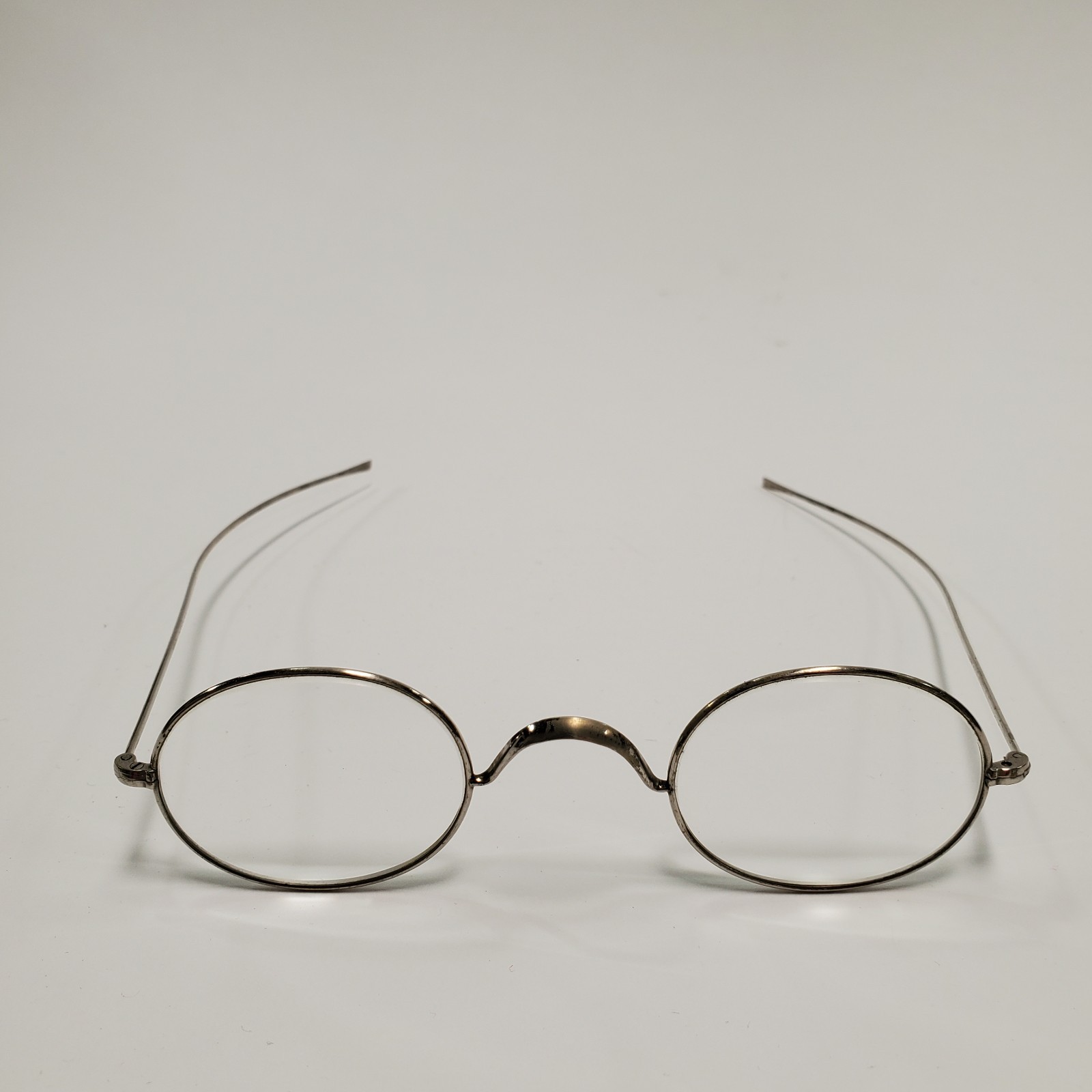 Antique Wire Rim Oval Spectacles Eyeglasses with Original Case