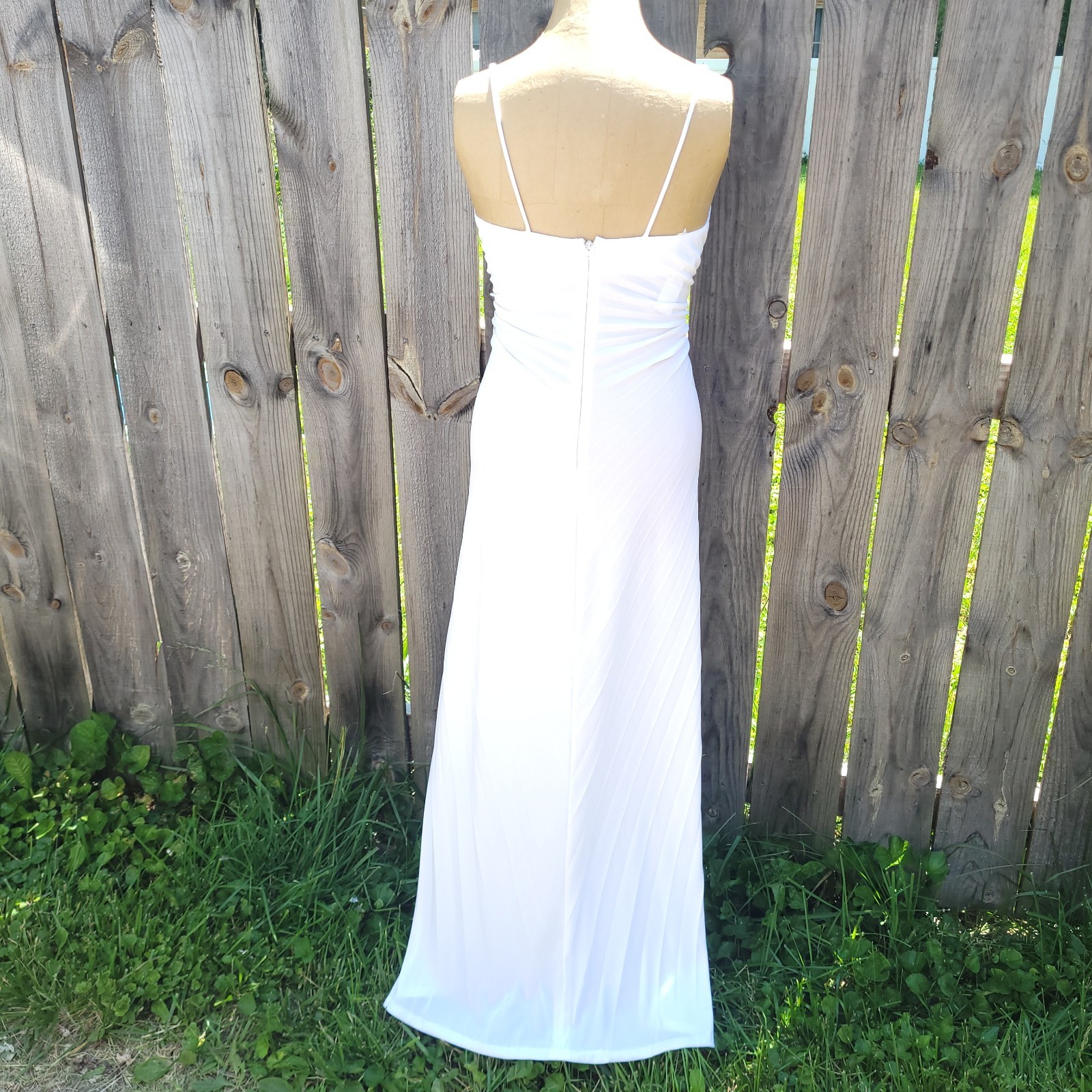 Vtg Pleated Maxi Dress New Leaf Samir S Vana White bridal Grecian angel ruched
