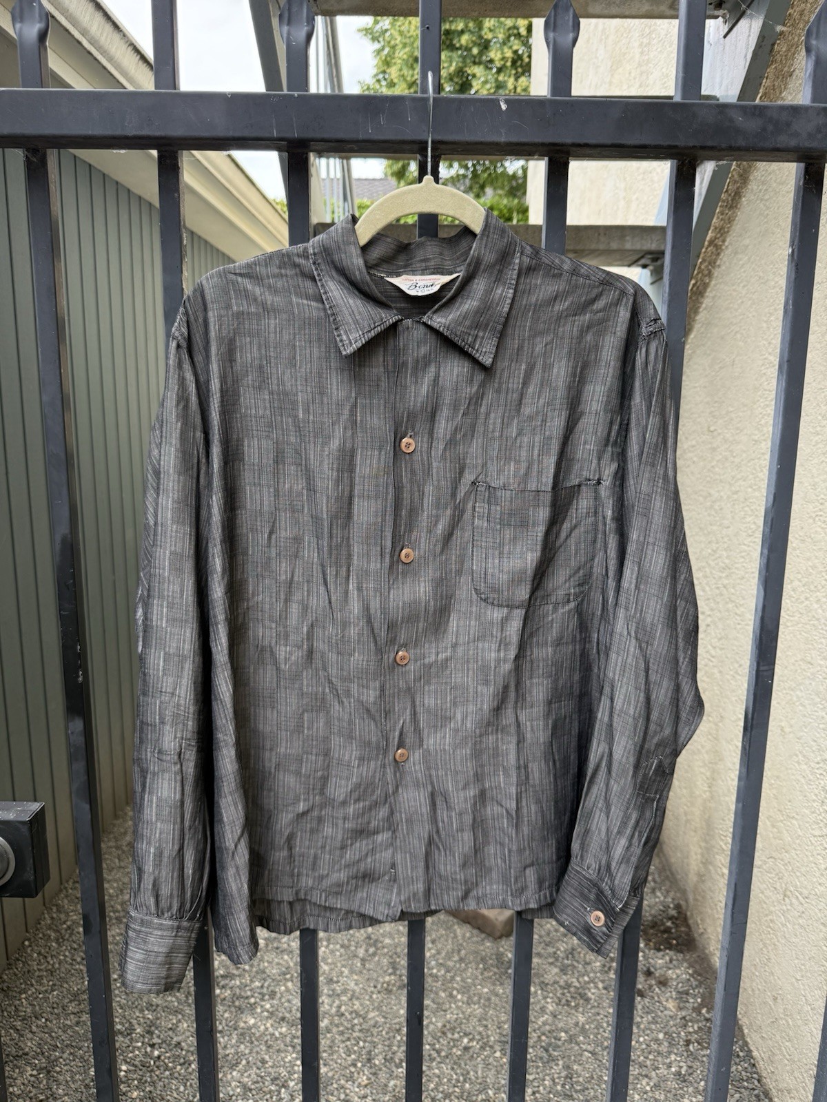 Unique 1960s boxy loop Shirt Chrome Spun button up Rockabilly Checkerboard