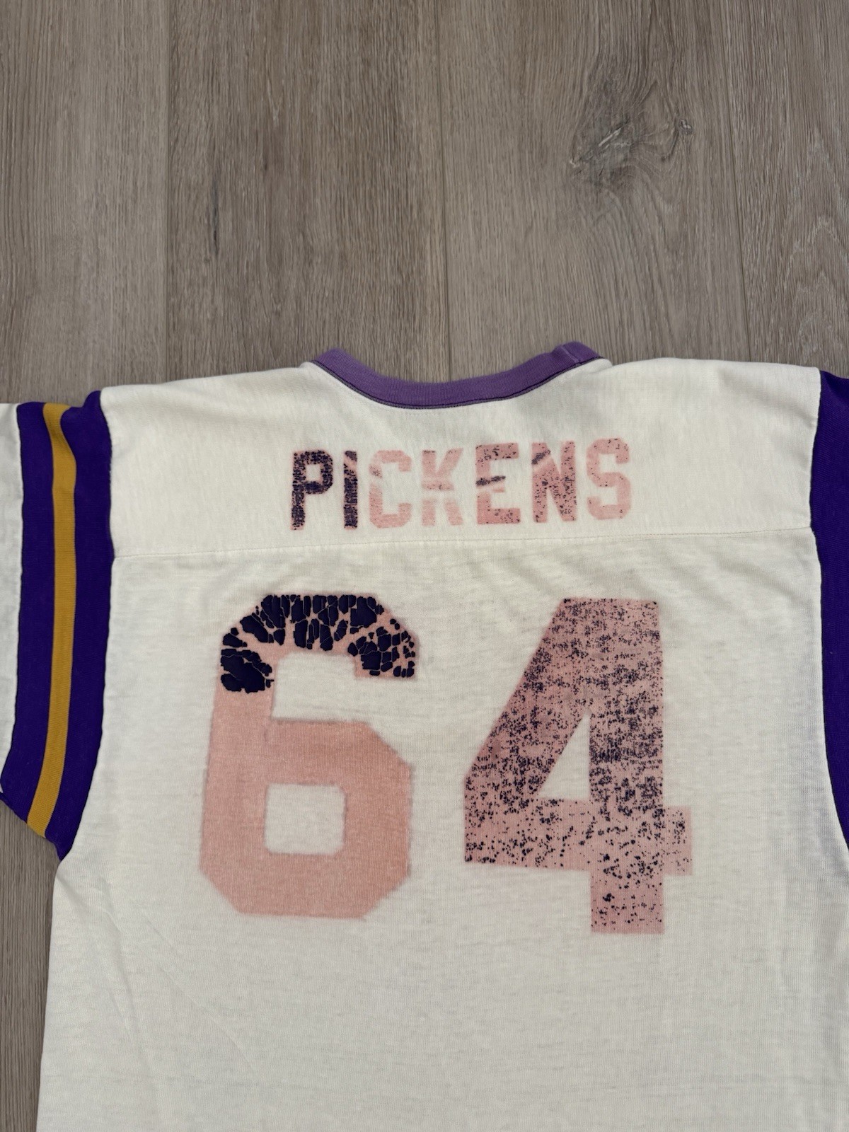 vintage 60s Football Jersey Cotton Durene Blend S-M Faded Distressed White