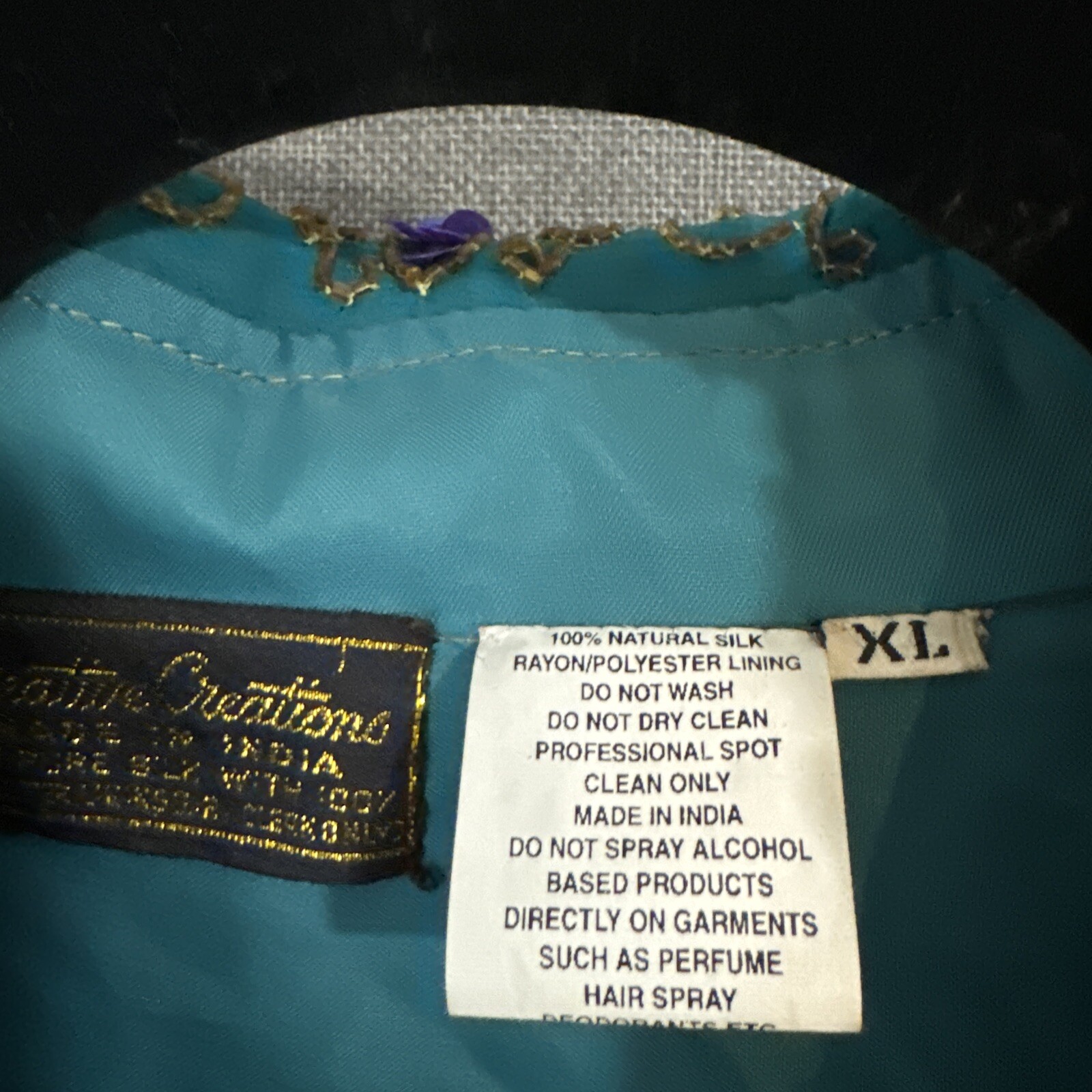 Vtg Creative Creations Womens Extra Large Sequin Silk Shirt Jacket R2