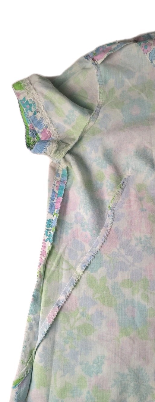 Tanner Of North Carolina Dress Dorothy Cox Cotton Shift Sz 16 Blue Green 1960s