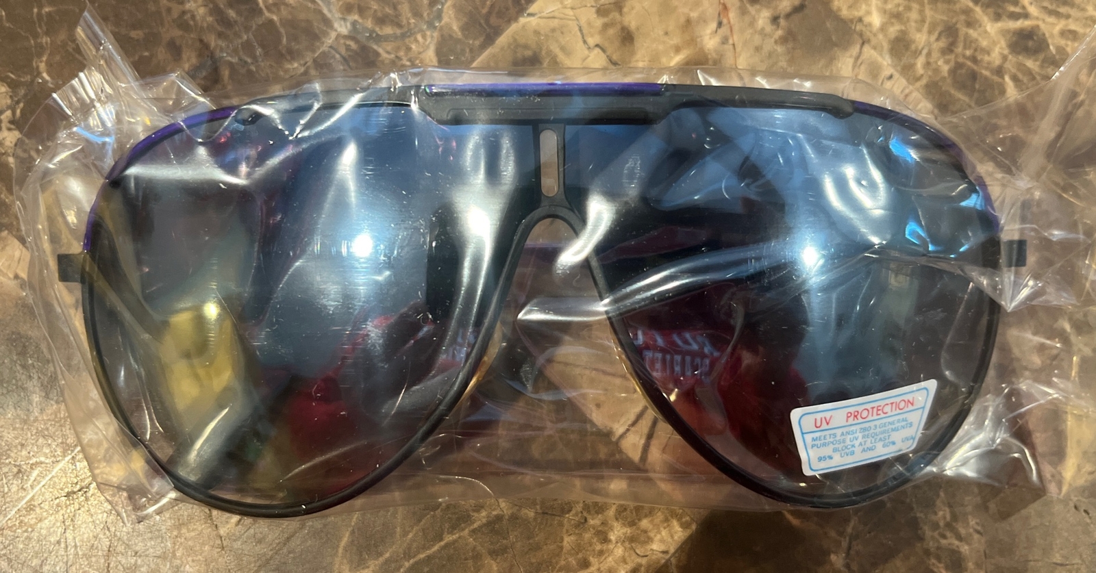 Original 1980’s Aviator Purple & Black Metal Frame 100% UV IFR Sunglasses NOS