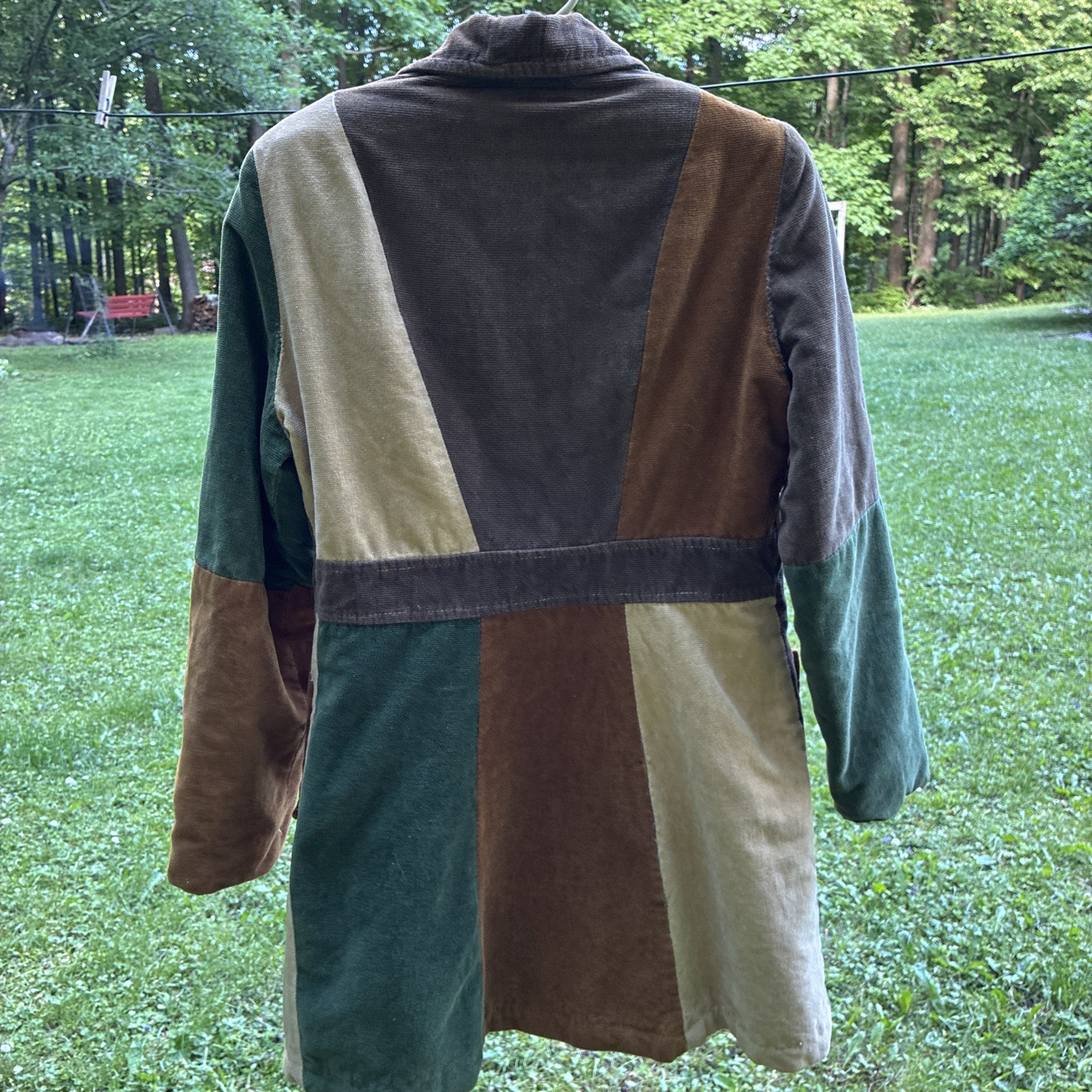 Vintage Corduroy Patchwork Coat / Jacket Size S .. Very Fun & Unique