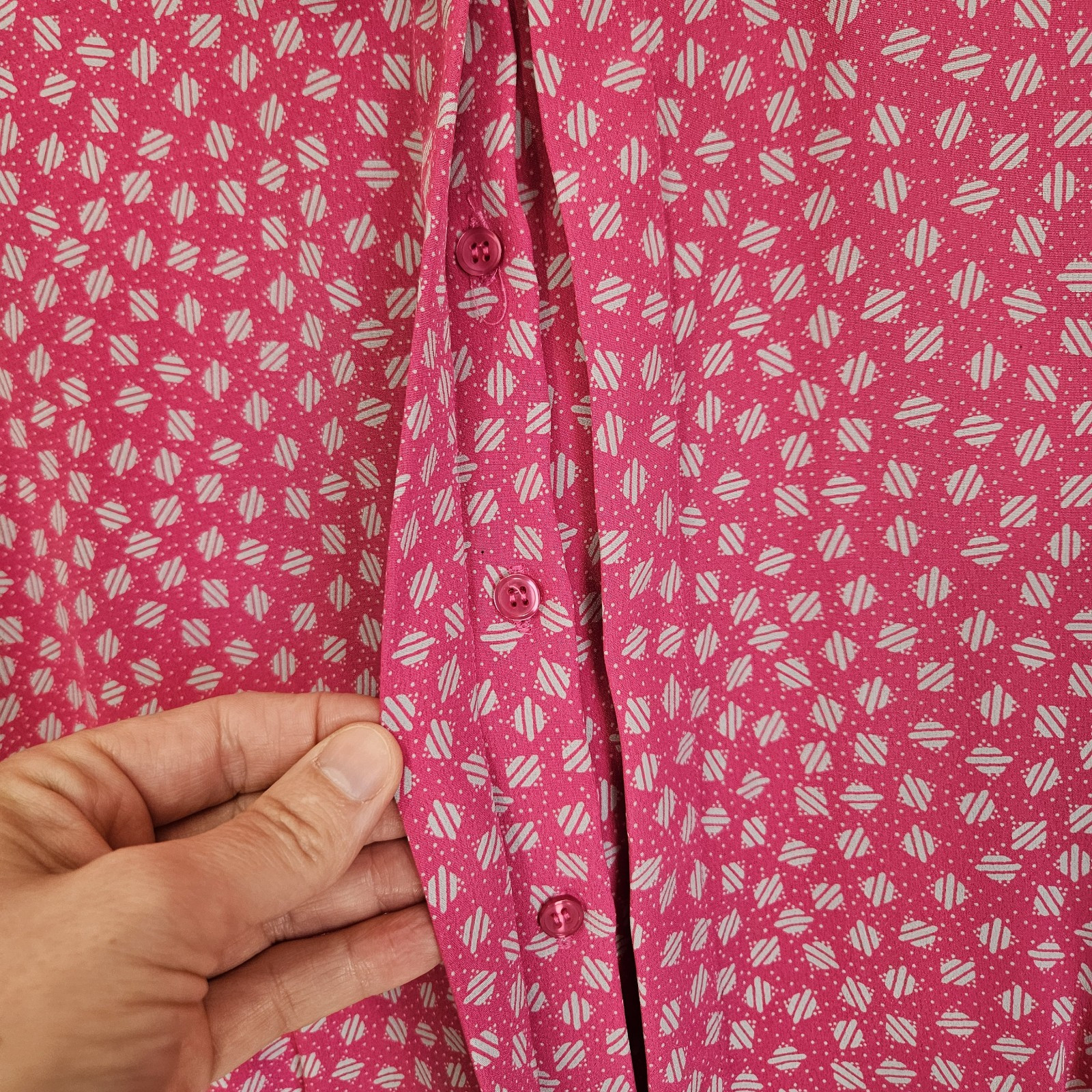 Tess Womens Vintage 80s Pink Blouse Cinched Waist Button Front Sz 10 Runs Small