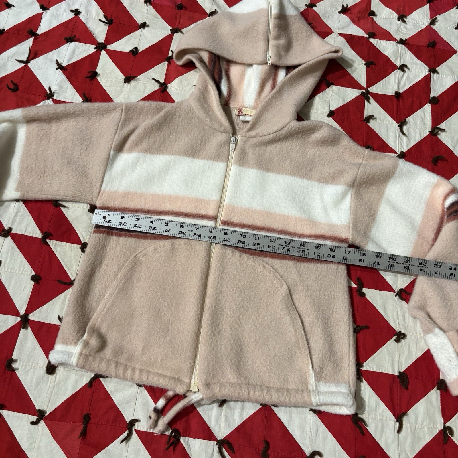 Vintage 1970s Polyester Blend Hoodie Women’s Striped As Is READ