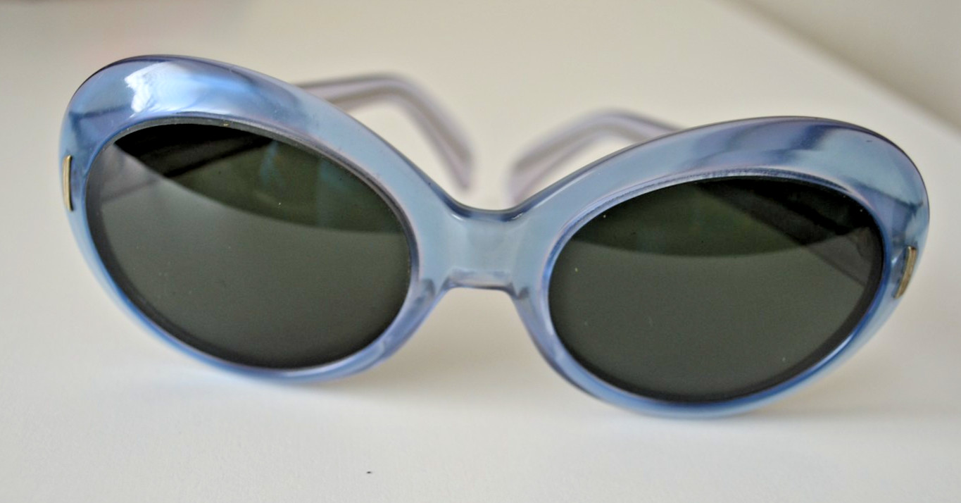 1960’s Suntimer Victory S-593 Clear Blue Oversized Sunglasses Frames