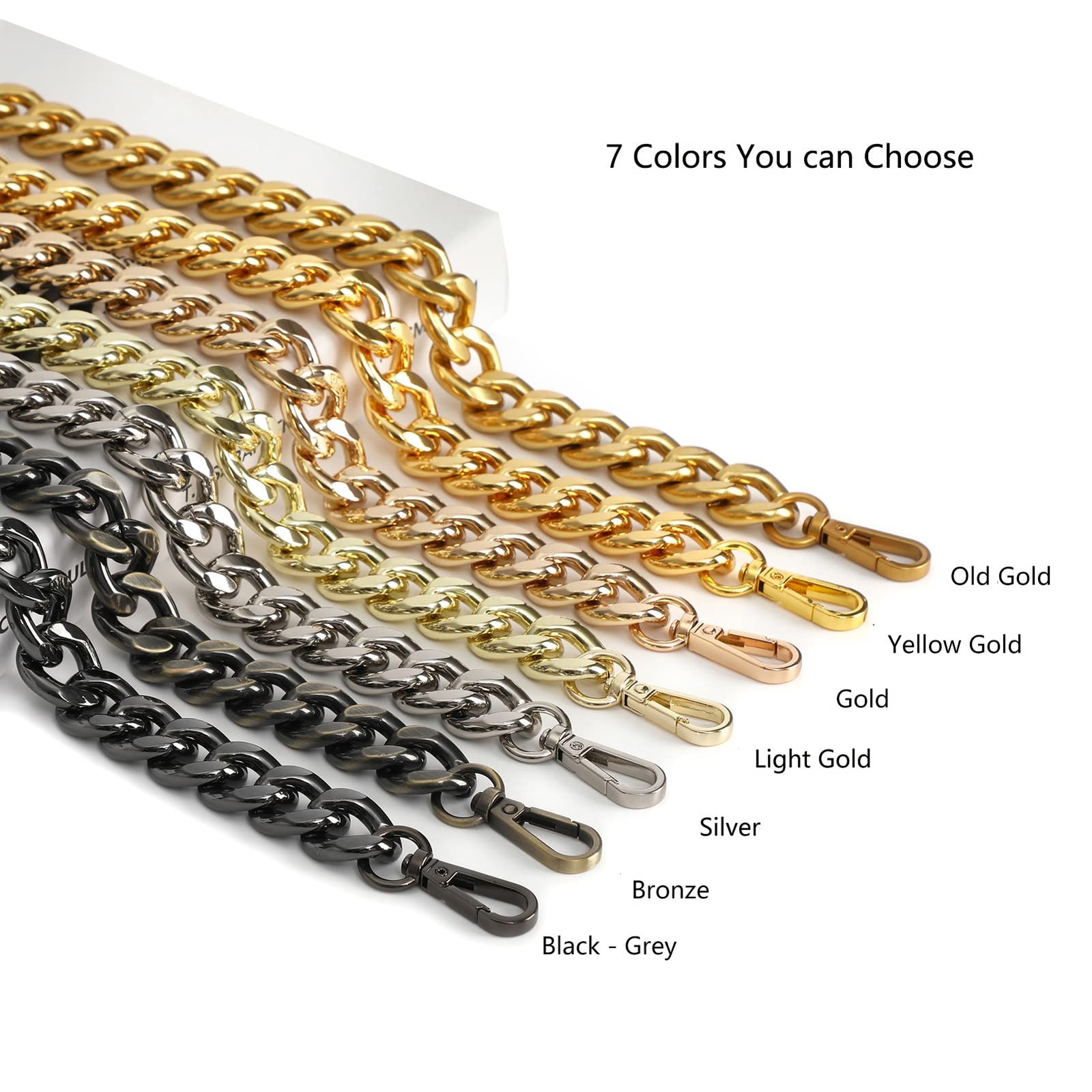 Xiazw 26 Inch Chic Metal Purse Chain Strap Handle 26 Inch, Black – Grey