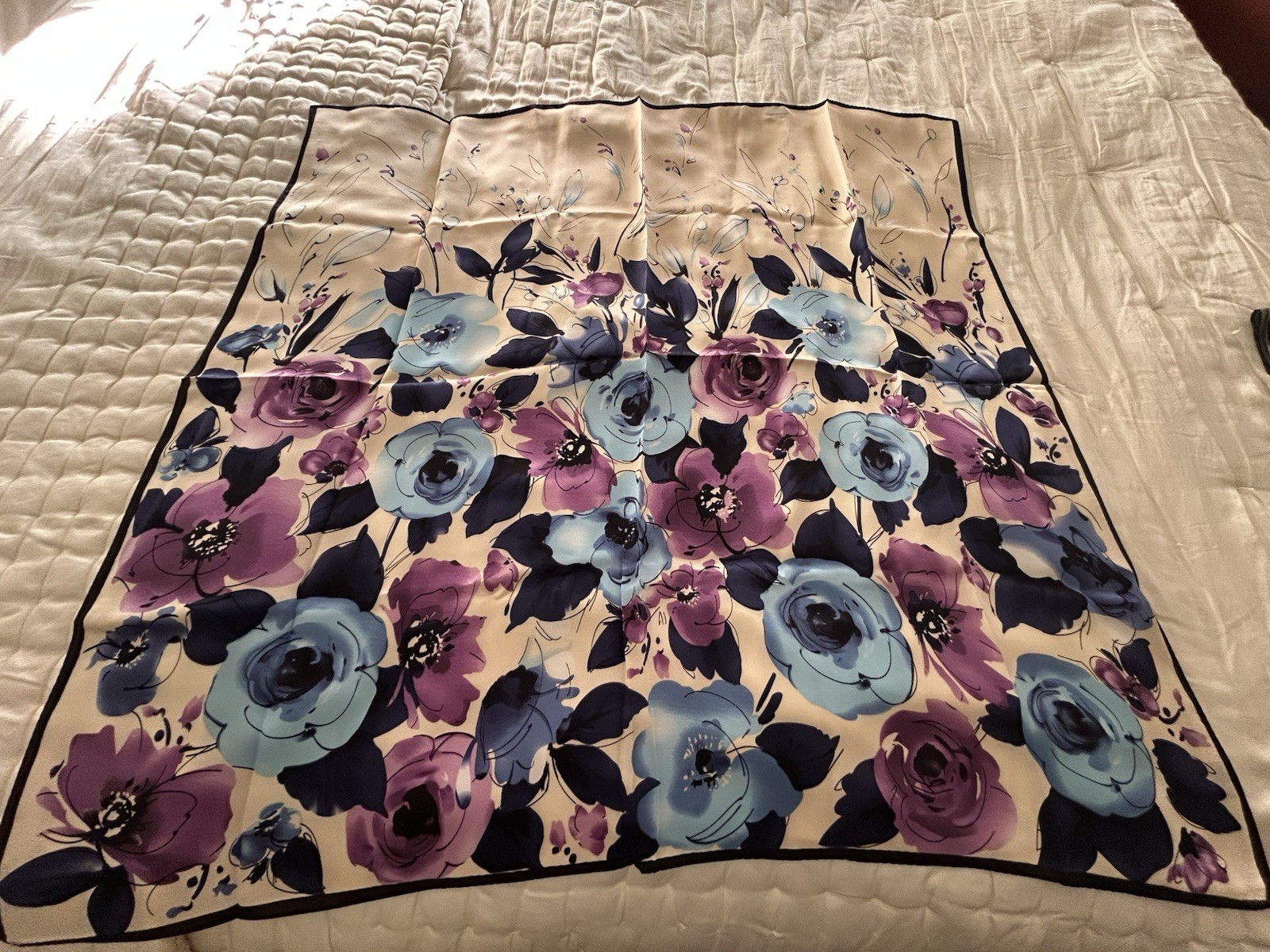 VINTAGE 34″ SILK SCARF ABSTRACT FLORAL