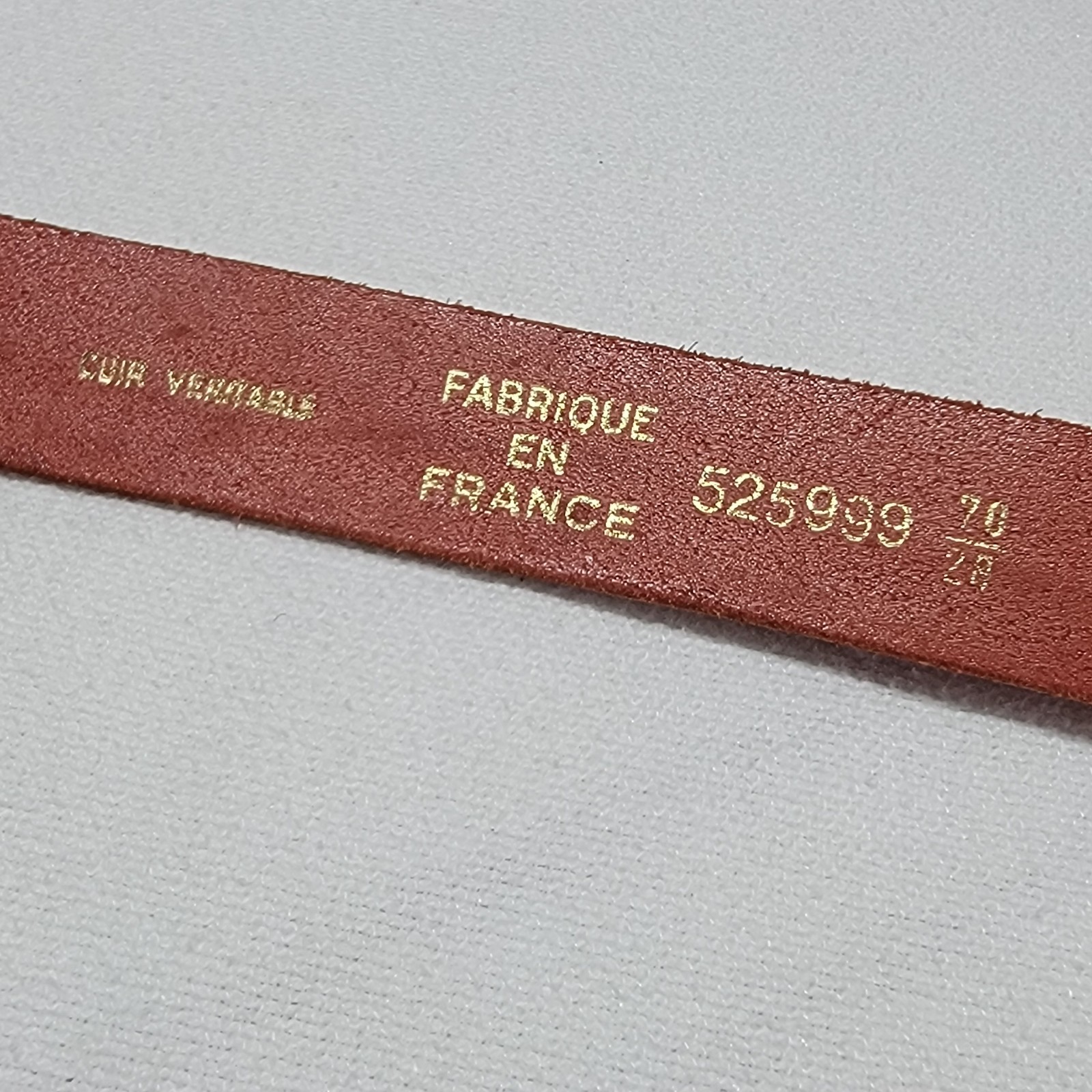 Vintage Red Genuine Leather Belt Dark-Gold Metal Buckle Women Size 28 XS/S
