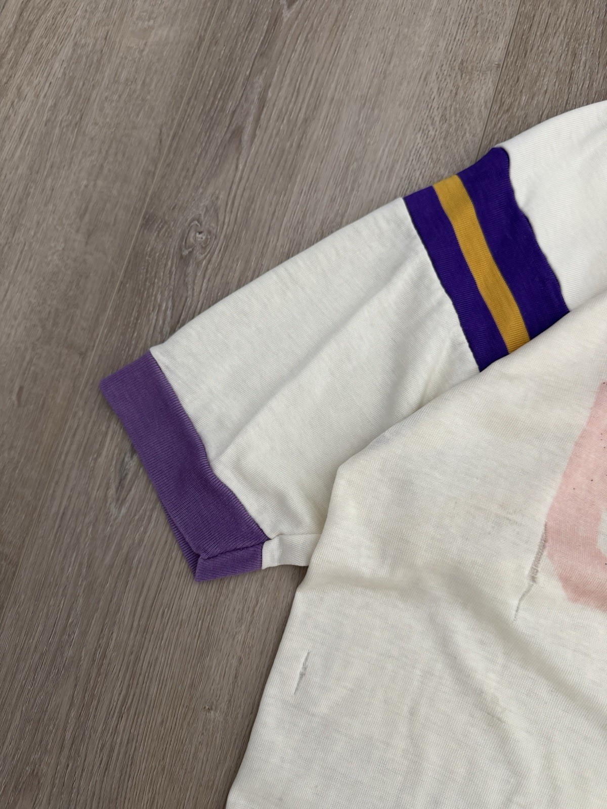 vintage 60s Football Jersey Cotton Durene Blend S-M Faded Distressed White