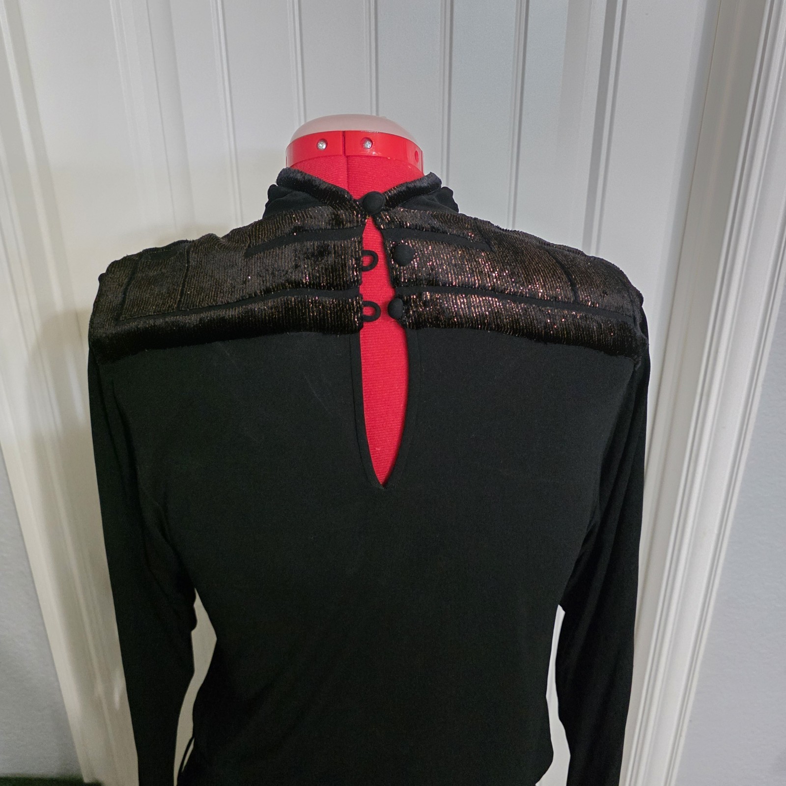 Vintage 70s 80s Janice Wainwright Black Art Deco Drawstring Waist Dress Sz 10