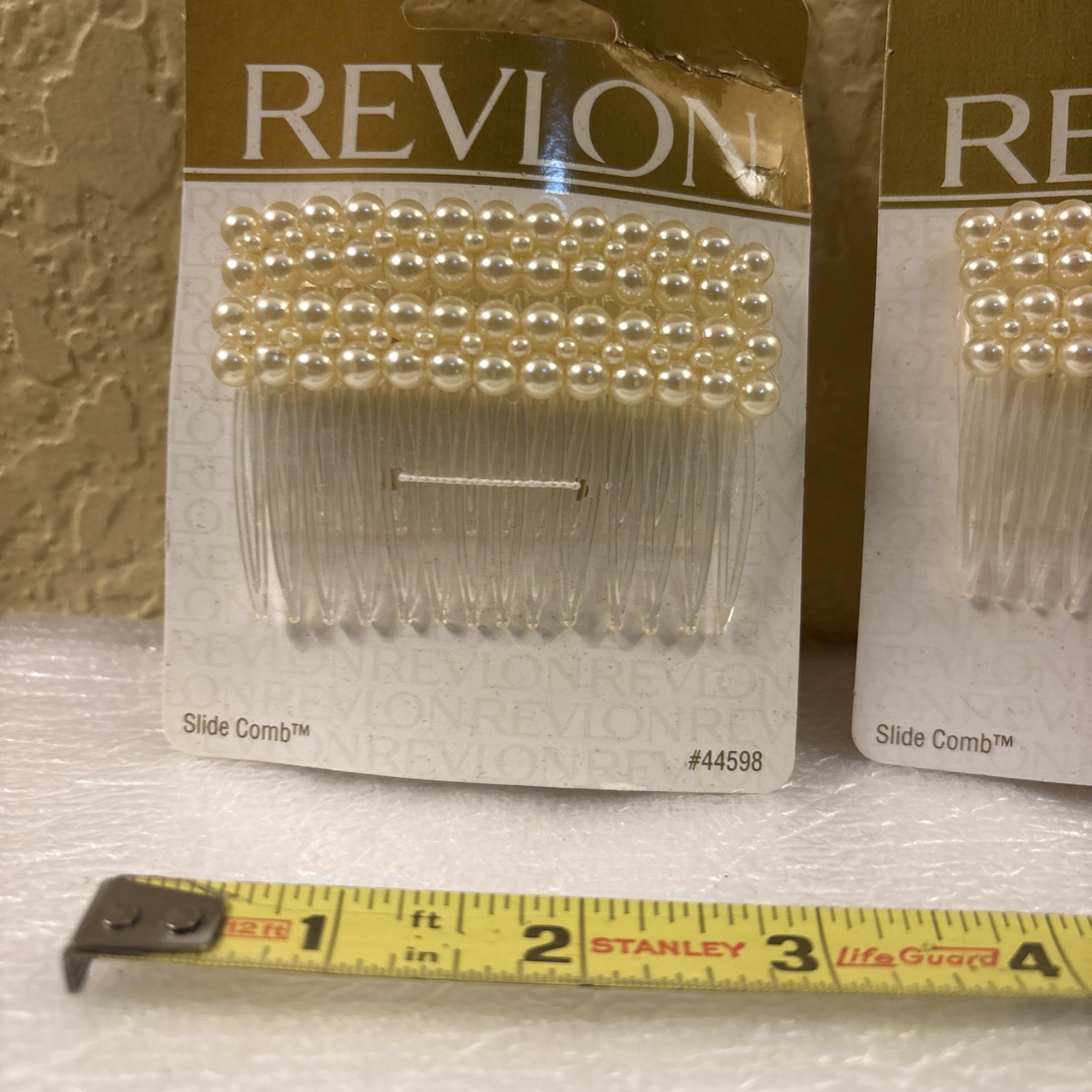 Vtg Slide Combs Faux Beads Revlon Bead, Set Of 2 Packs. 4 Combs New (o15