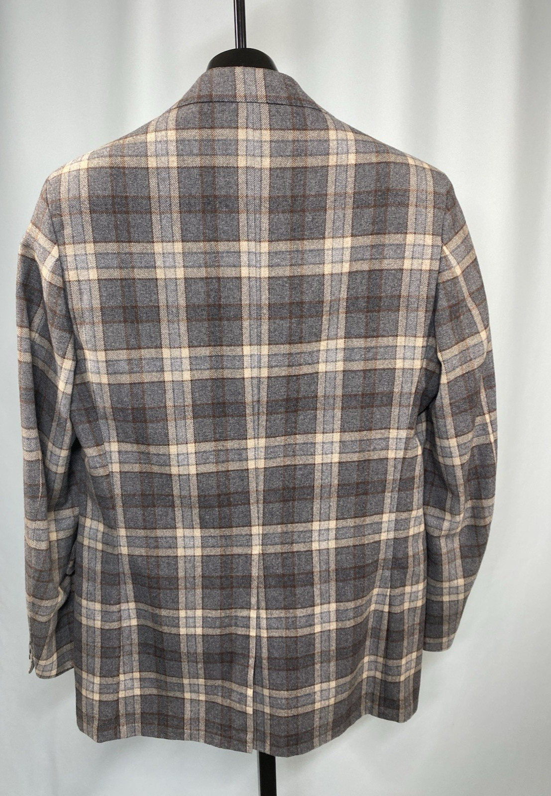 Mens Vintage Jacket SIZE 40 LONG BIG & TALL plaid wool 70s grey blazer