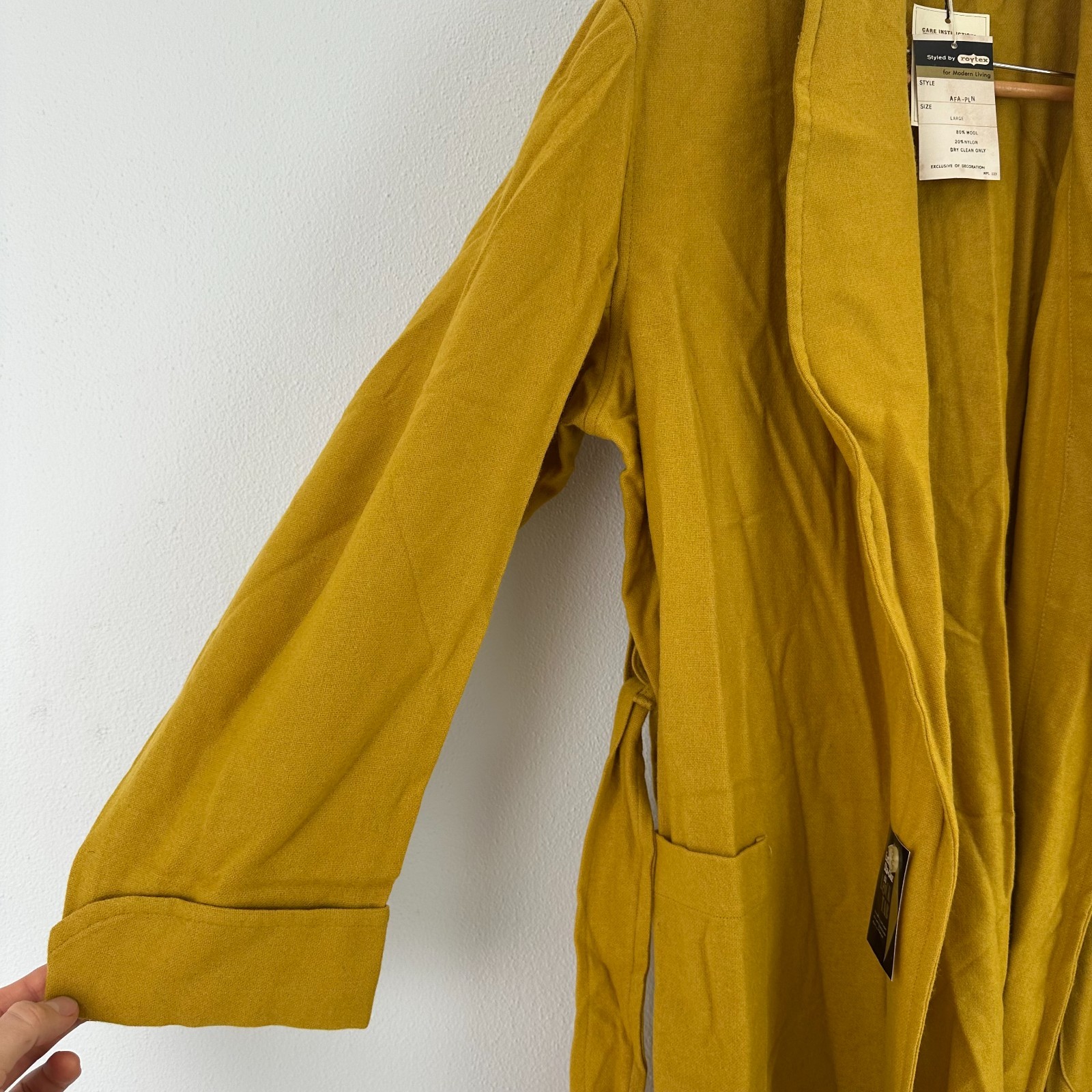 Vintage MCM Mens ROYTEX Wool blend Robe M L mustard yellow NWT New