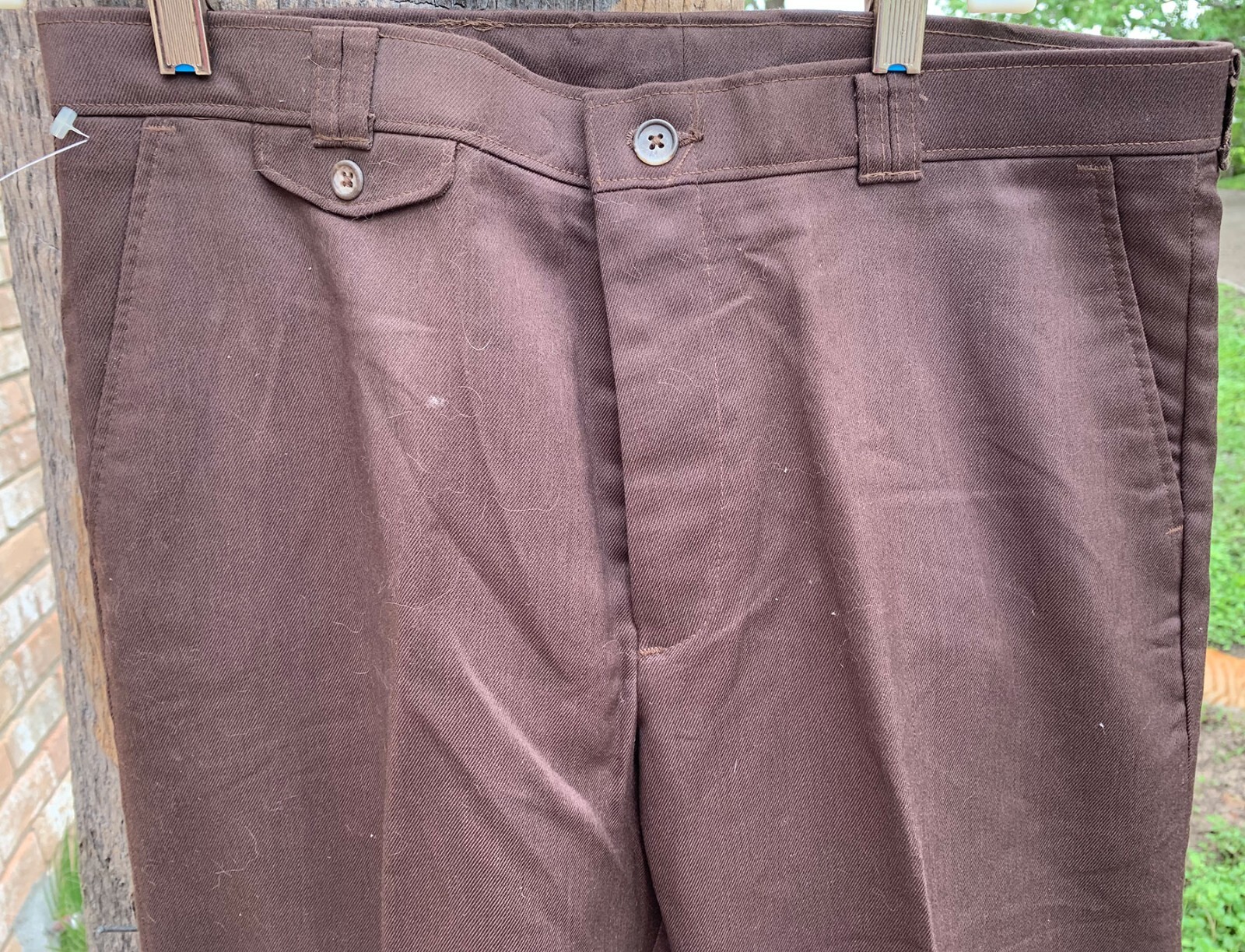 Levis Action Slacks 70s Vintage Men Dark Brown Polyester Cotton Pants