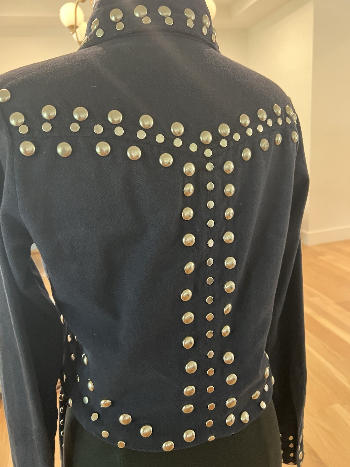 Rare 1970s Studded Allie Flynn Western Pant Suit Set Glam Rock Bell Bottoms S/M