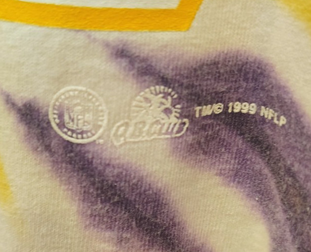 VINTAGE 1999 MINNESOTA VIKINGS RANDALL CUNNINGHAM TIE DYE T-SHIRT ADULT XL