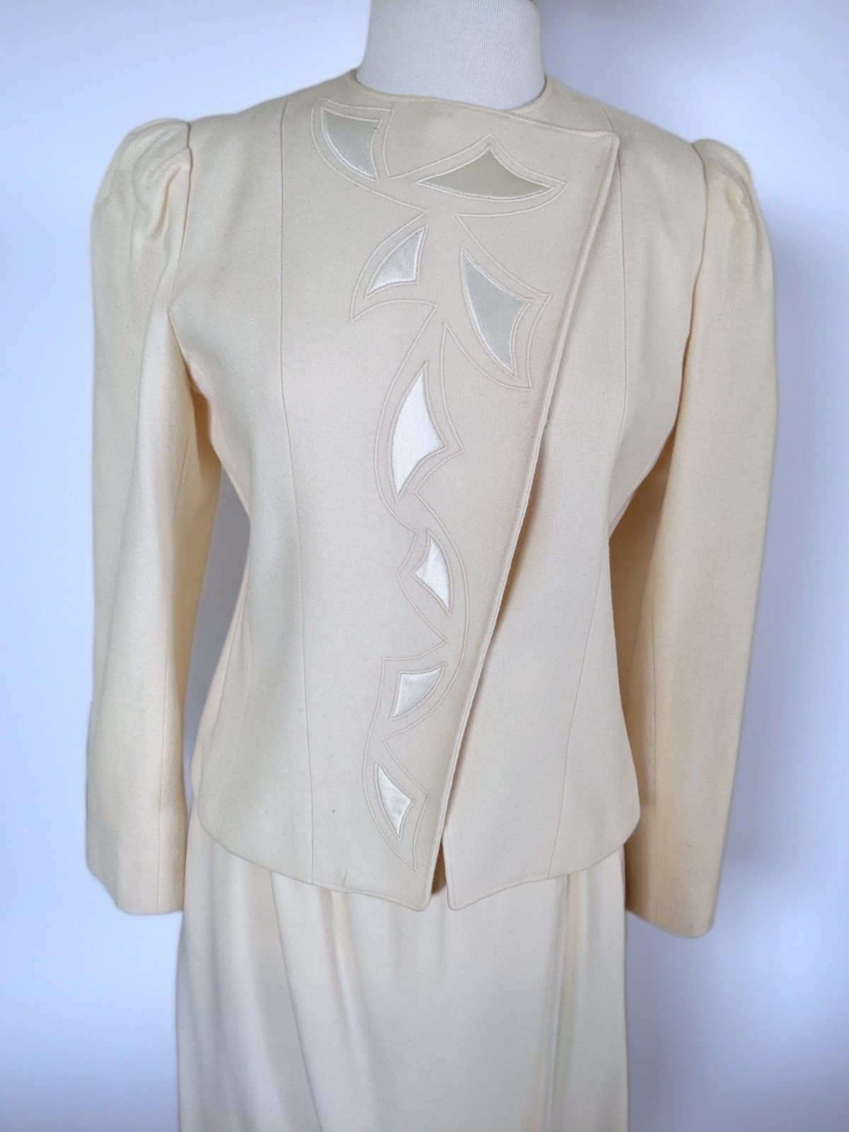 Vintage 80s Norgail LTD New York Wool Skirt Suit Puff Shoulder Power Suit