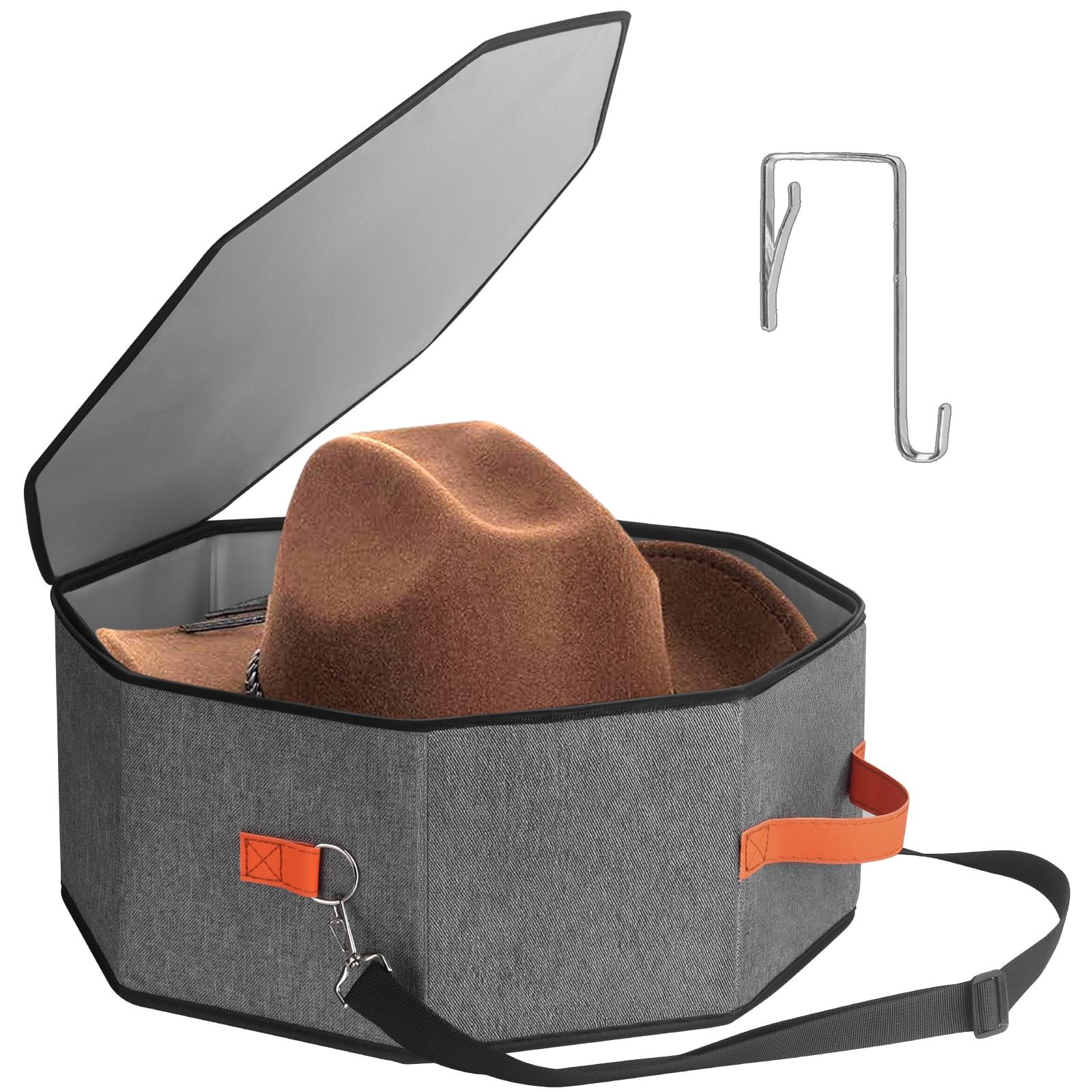 kushon Hat Storage Box for 17 inches (L) x 17 (W) x 7 (H), Grey