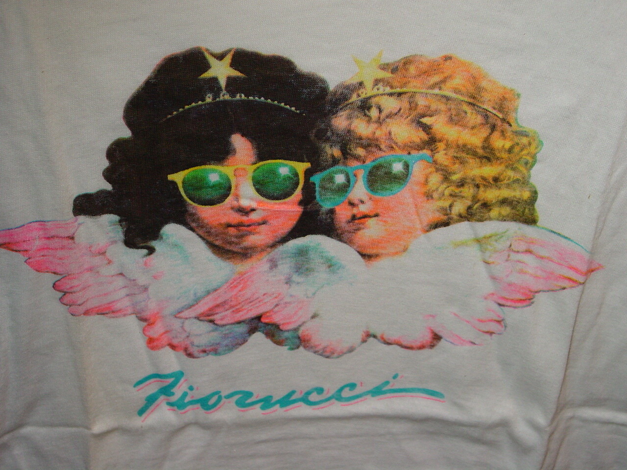 FIORUCCI 1980’s VINTAGE ANGELS SHIRT -White, NEW OLD STOCK SIZE MEDIUM