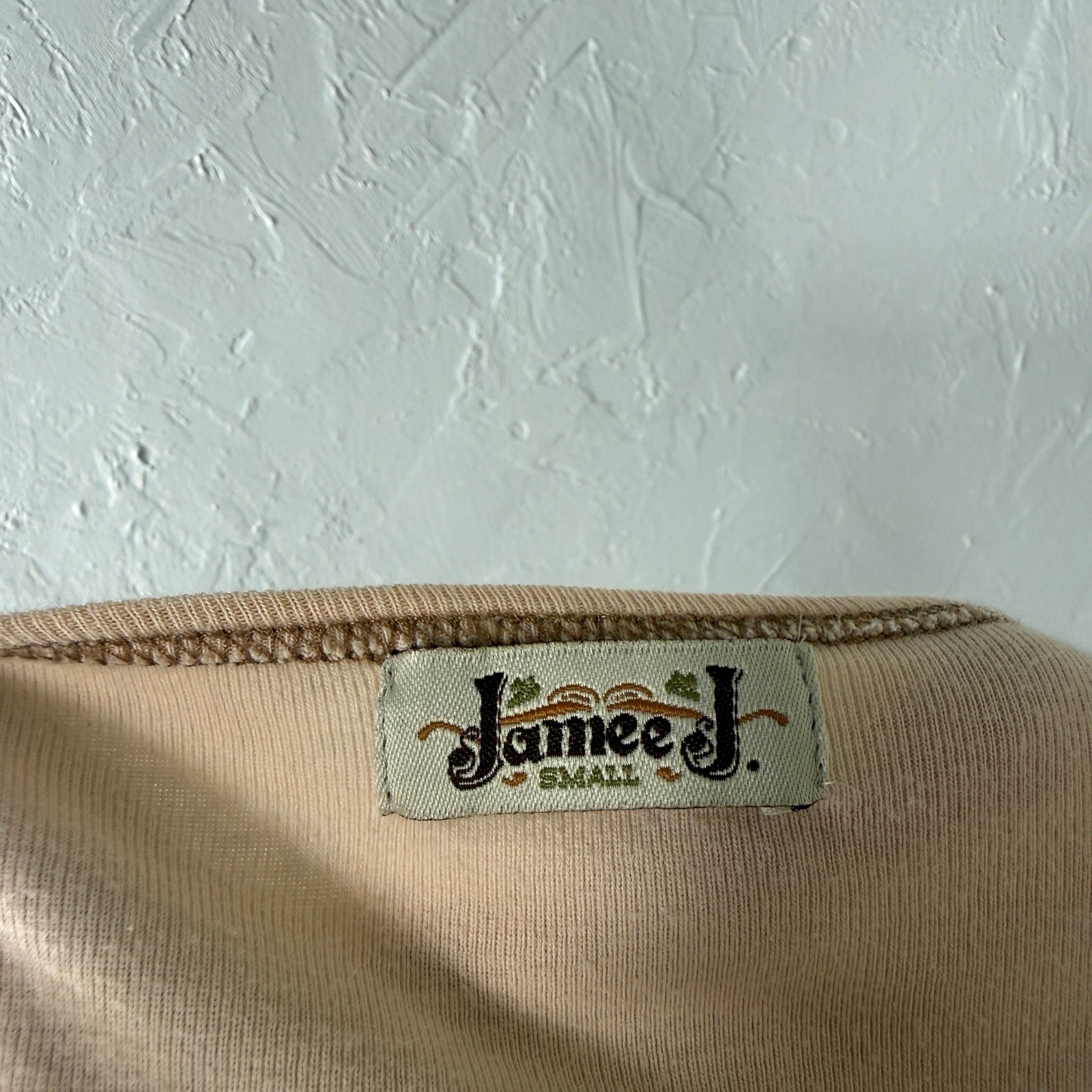 Vintage Y2K Shirt jamee J Cotton Baby Tee Knit Small Print Crew 3/4 Sleeve W3-7