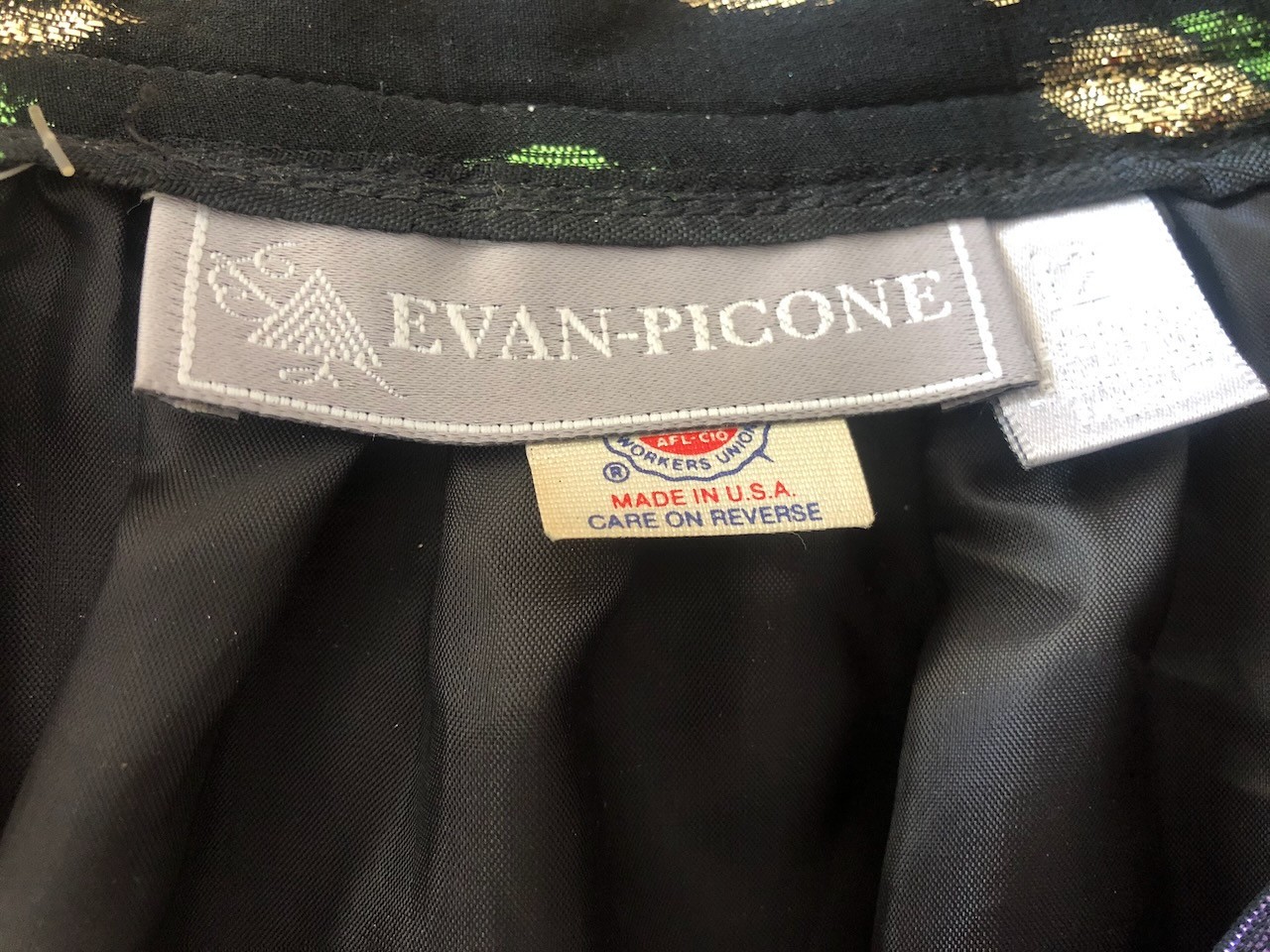 1960s Evan-Picone Black Maxi Peacock Metallic Skirt Elegant Eveningwear 12 NWT