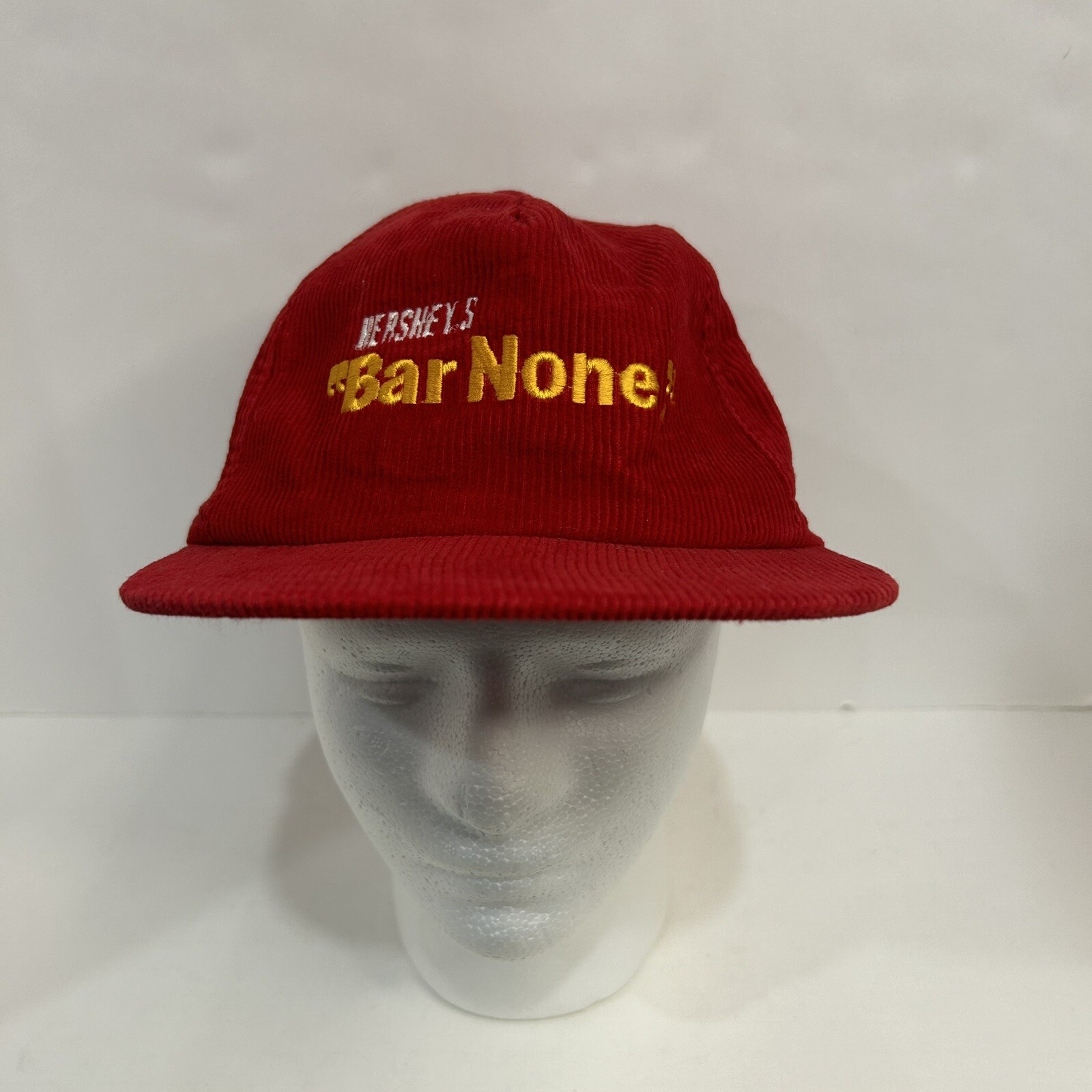 RARE! Vintage Hershey Chocolate BAR NONE Advertisement Hat Cap Corduroy Snapback