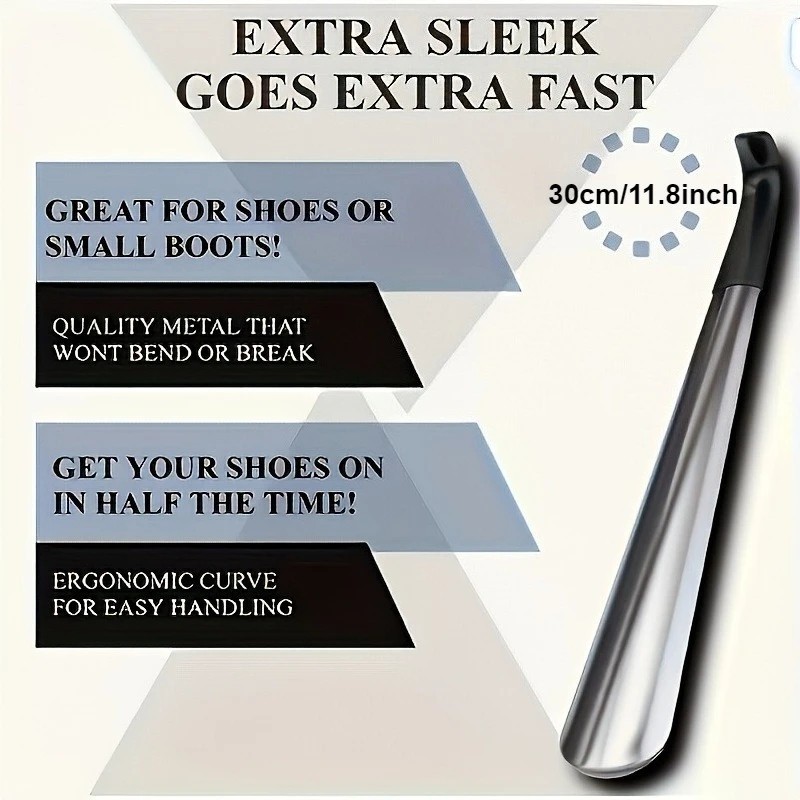 Long Handle Shoe Horn Stainless Steel Metal Shoe Helper Shoes Remover Shoehorn
