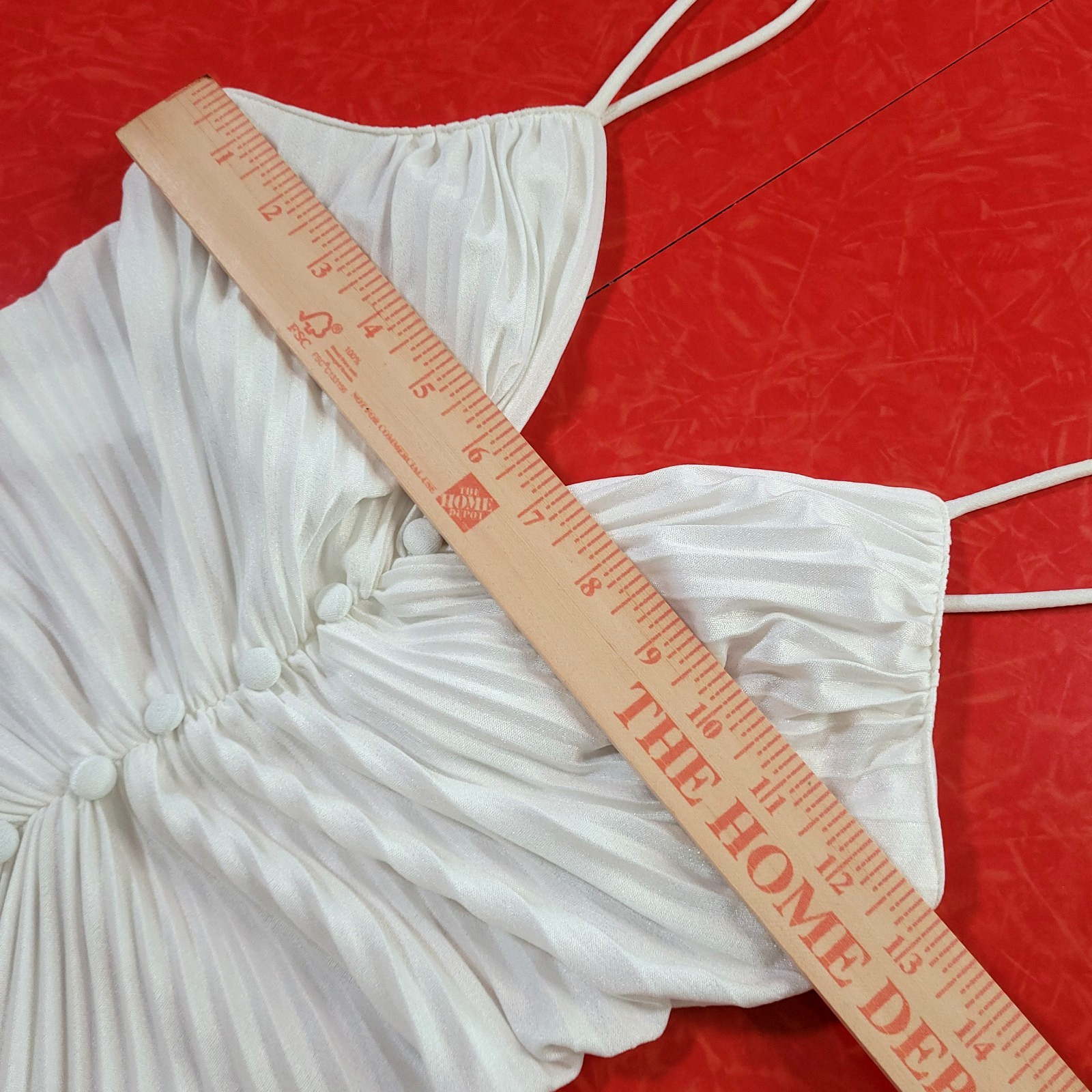 Vtg Pleated Maxi Dress New Leaf Samir S Vana White bridal Grecian angel ruched