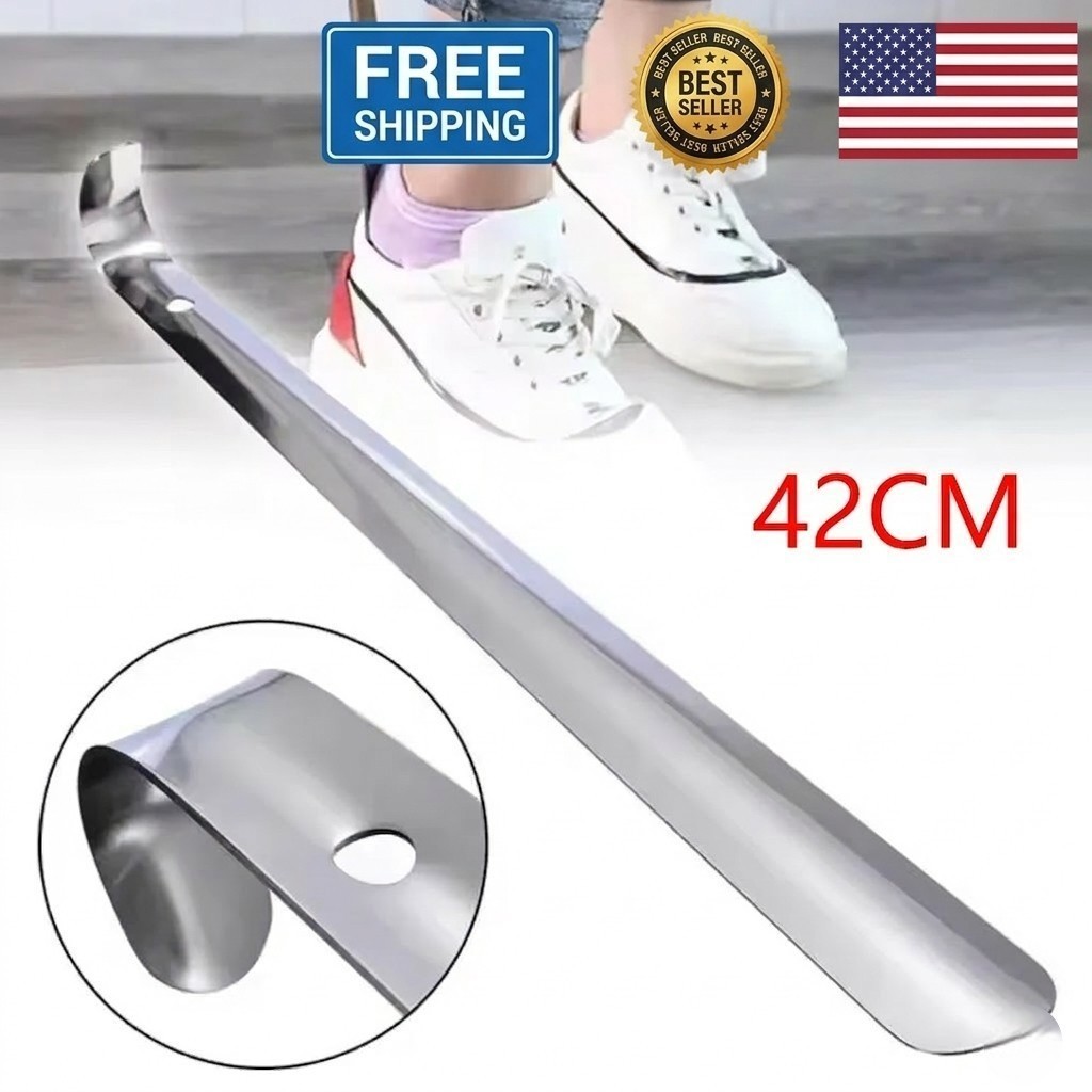 Extra Long Handle Shoe Horn Stainless Steel Handled Metal Shoehorn Horns New
