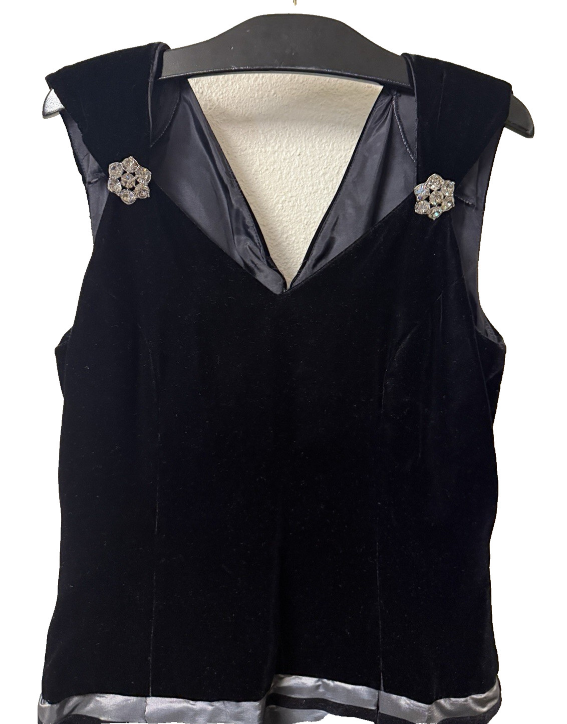 Vtg Gown Formal Dress Black Velvet Silver Taffeta Union SZ 8 Old Money Timeless