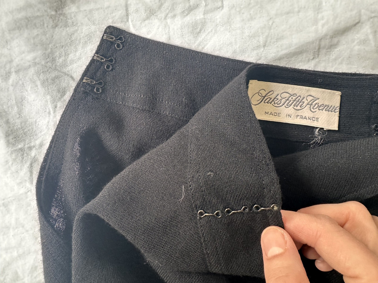 Vintage Black Wool 1970s Chloe Wrap Skirt XS S Saks Fifth Avenue Made in France