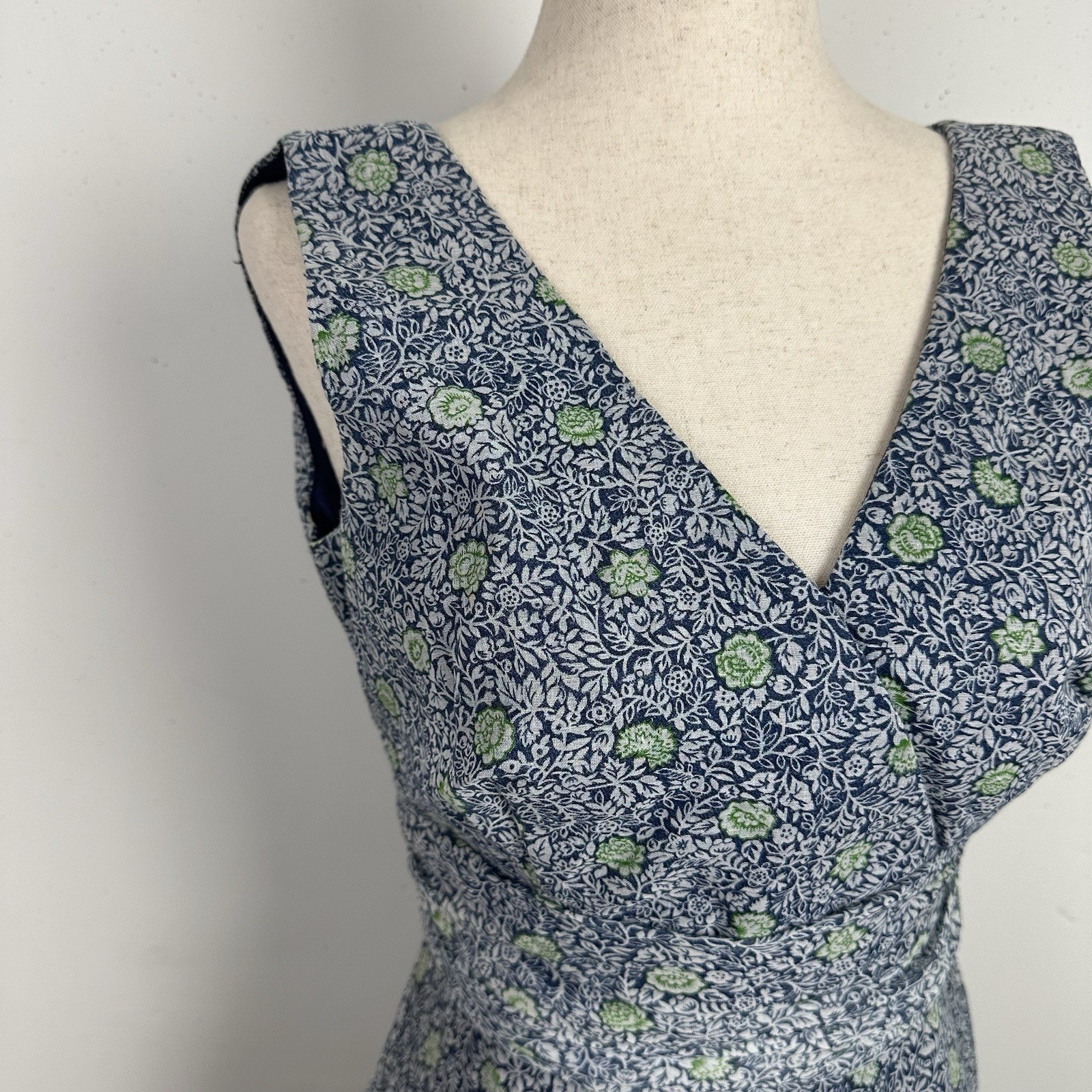 Vtg Miss Elliette Maxi Dress Garden Party Blue Floral Cottage 60s 70s Boho XS