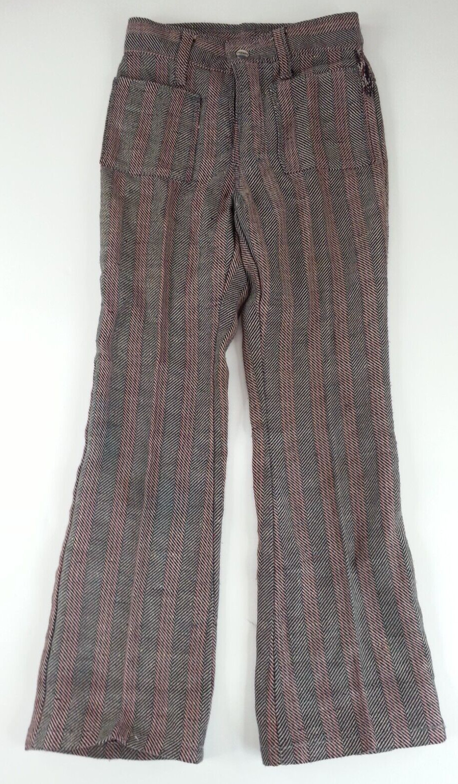 Vintage Retro Original 1970s Long Pants MANN 22 Inch Waist Brown As-is Cond