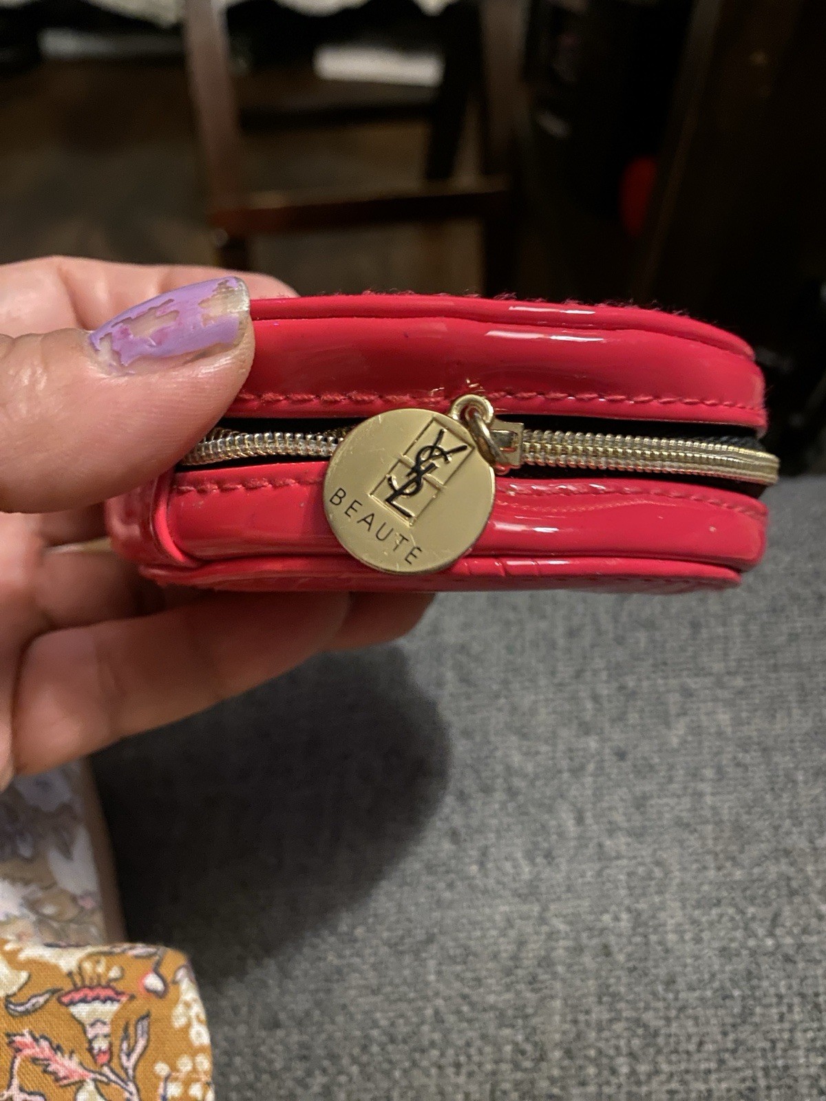 YSL Rare Red Synthetic Patent Leather Small Coin Change Purse