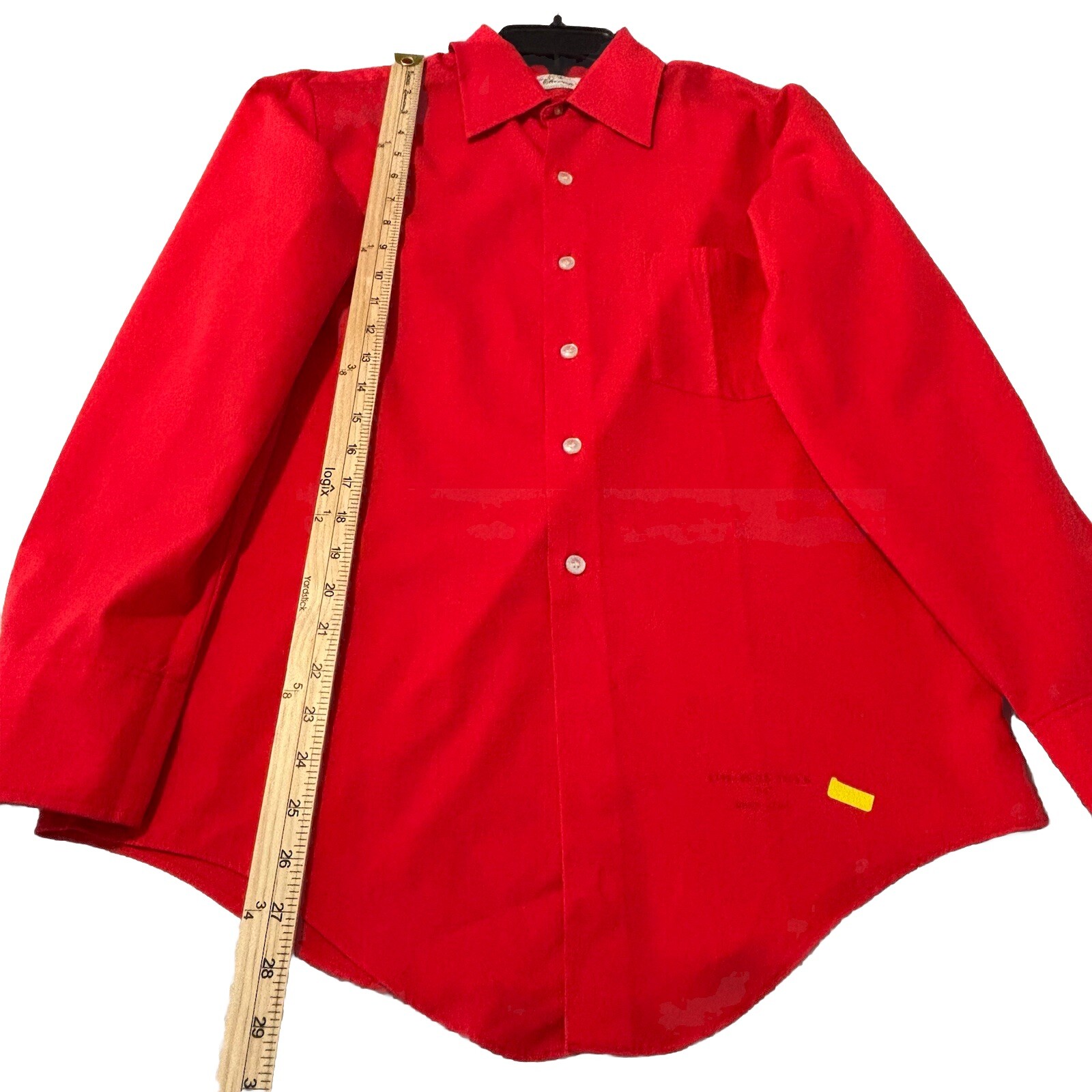 Vtg Le Chevron Red Polyester Cotton Men’s Button Up Shirt Fit Size M Read Desc