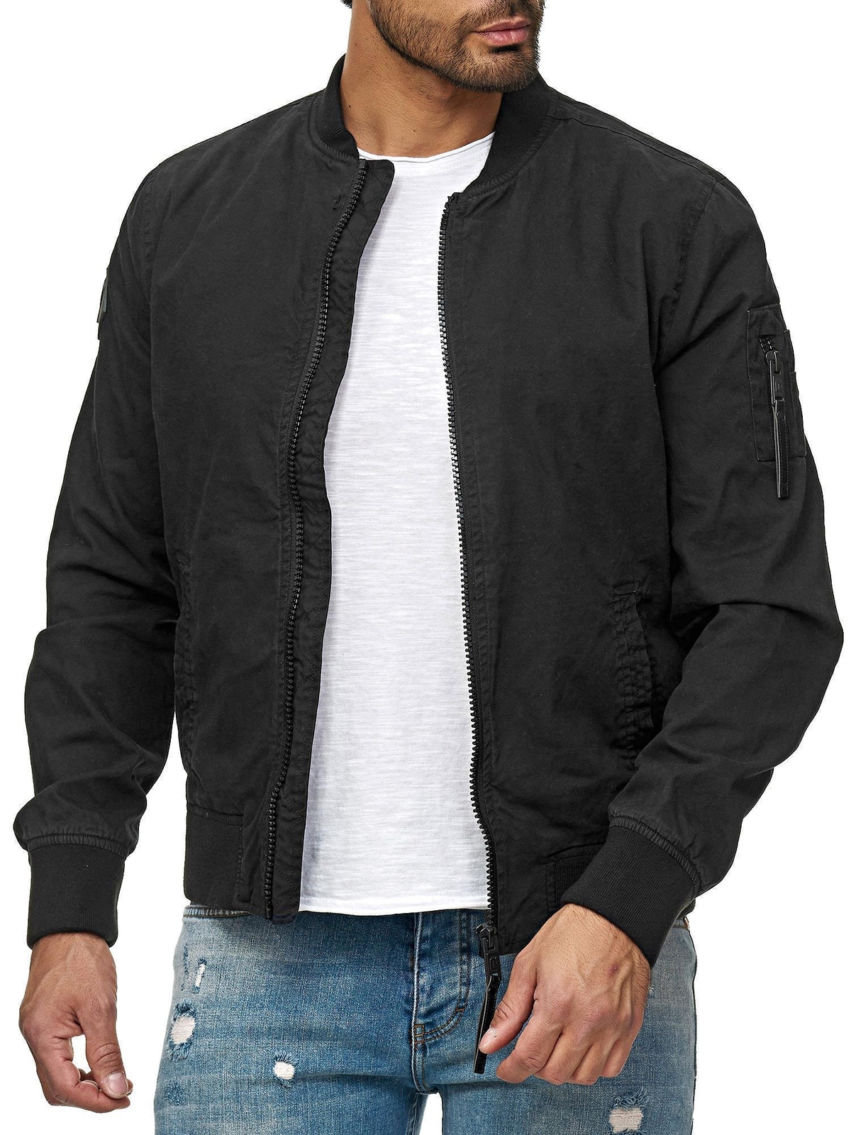Redbridge Herren Jacke Übergangsjacke Bomberjacke Collegejacke Basic Schwarz Neu