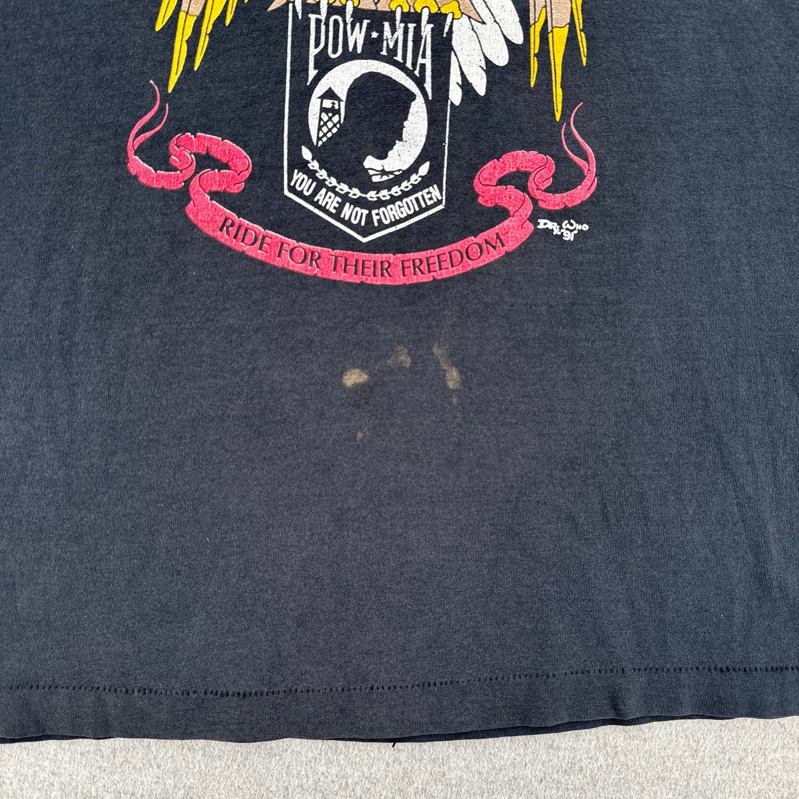 Vintage 1991 Rolling Thunder Eagle Pow Mia Graphic Tee – 2XL