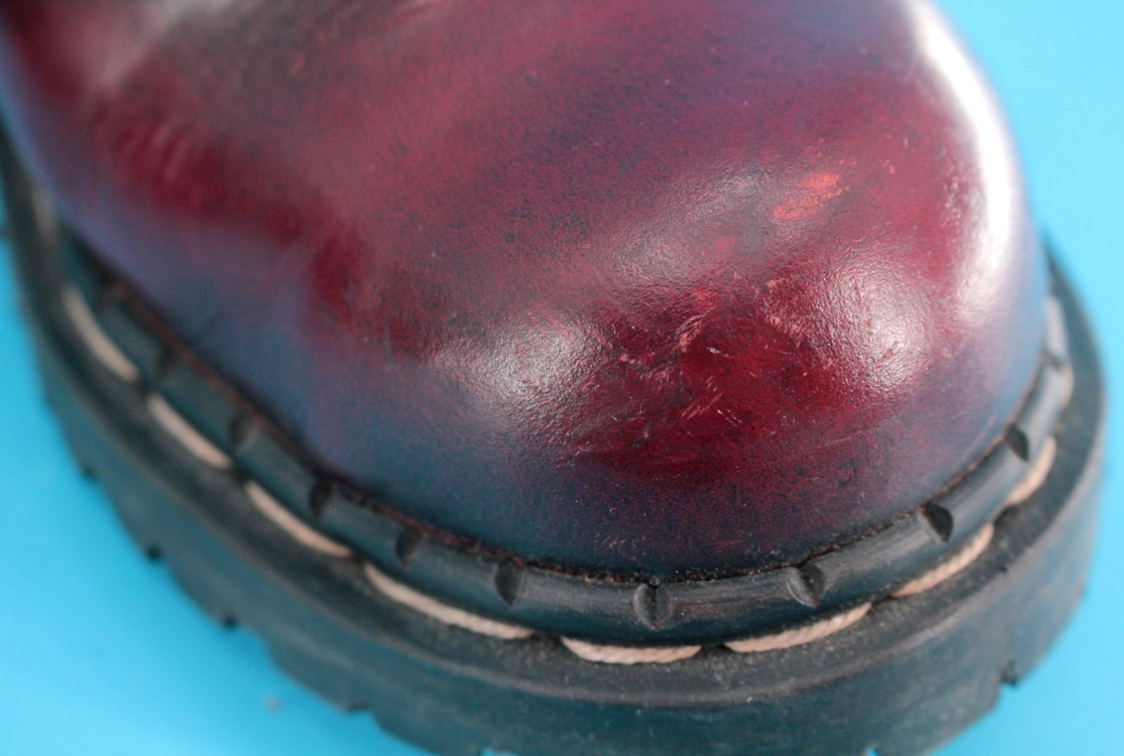 VTG Gripfast Maroon & Black Leather Oxford Shoes Sz 35 / 7 Made In England