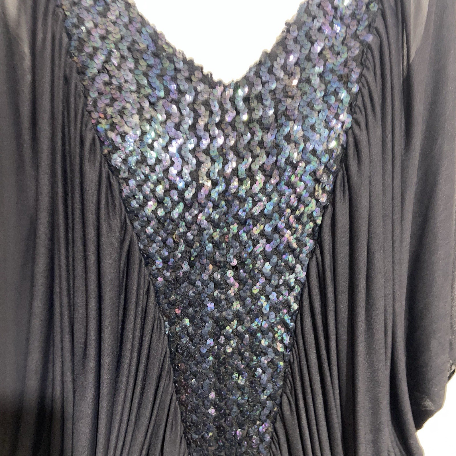Vintage NEW LEAF BY SAMIR Dress Womens Size 5/6 Sequin Whimsigoth Disco 1970s