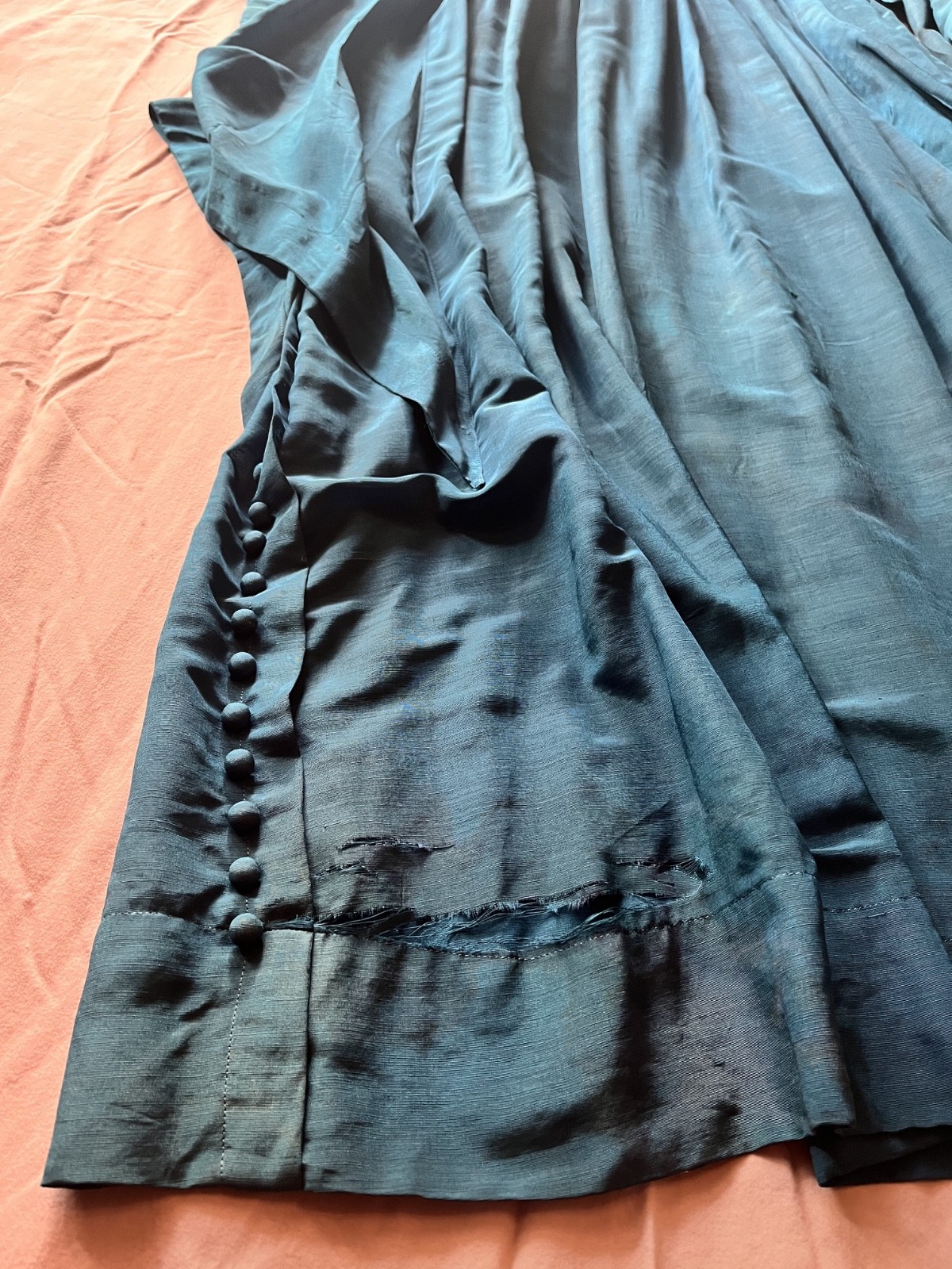1910s 1900s antique Turquoise Silk Dress – M/L