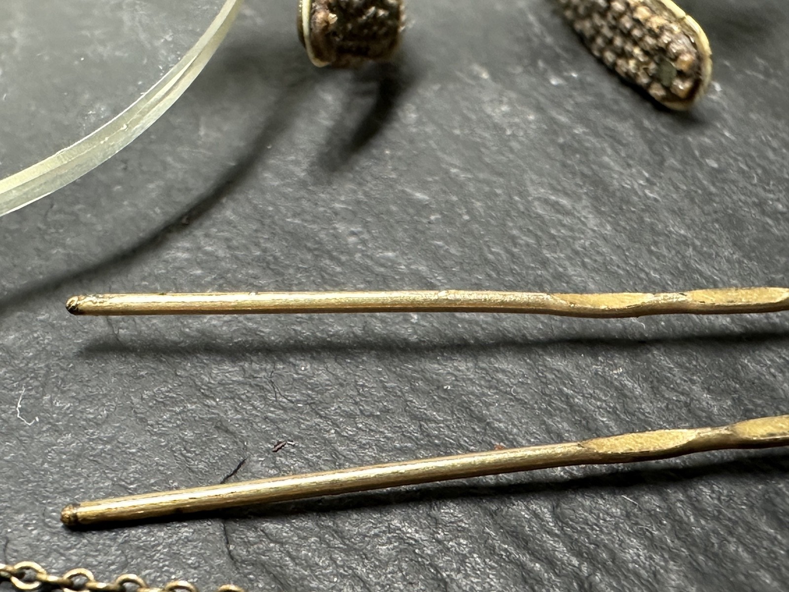 ANTIQUE PINCE NEZ RIMLESS GLASSES WITH HAIR PIN M305