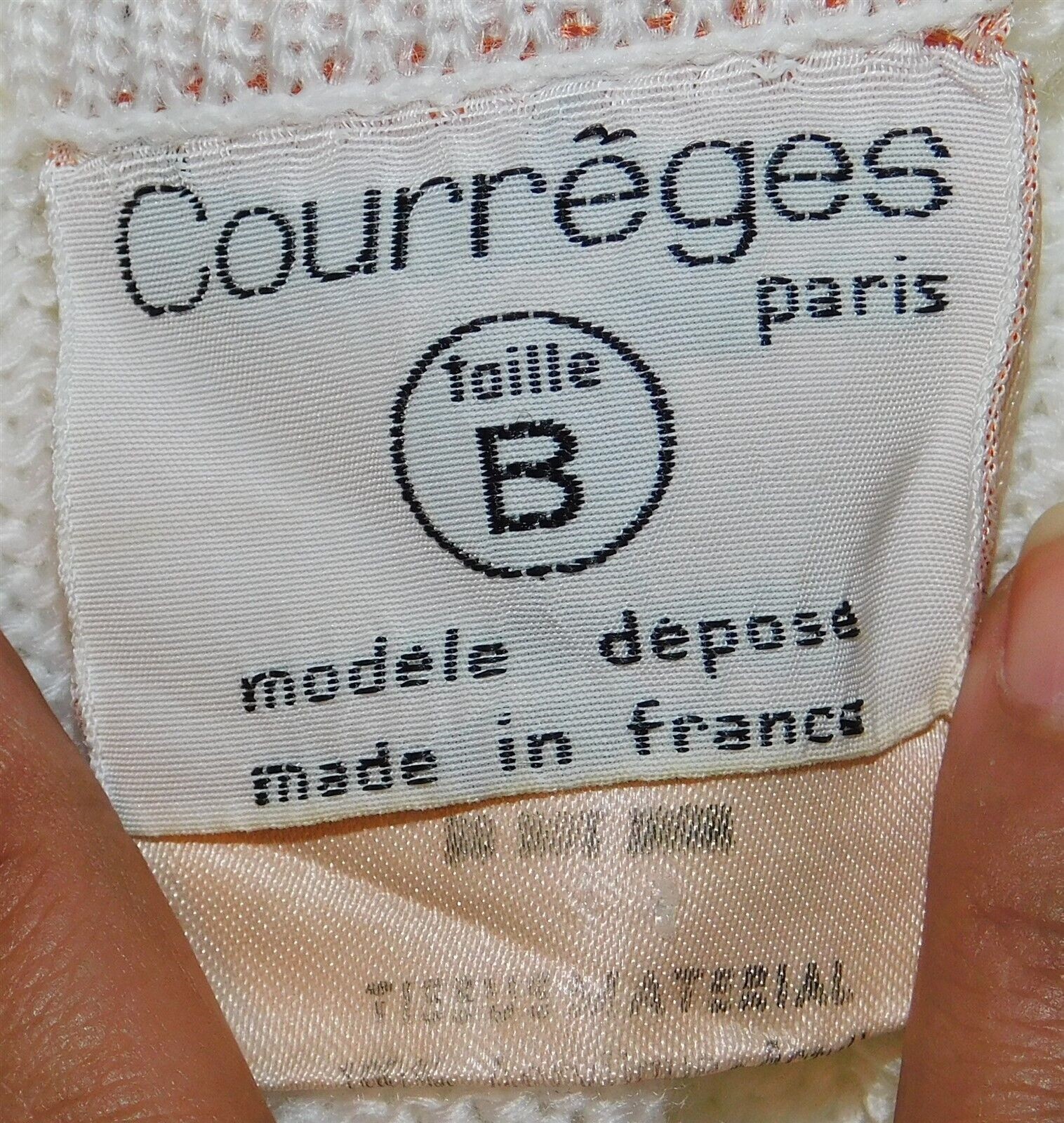 Vintage COURREGES Paris White Tie Waist Knit Cardigan Sweater Size B