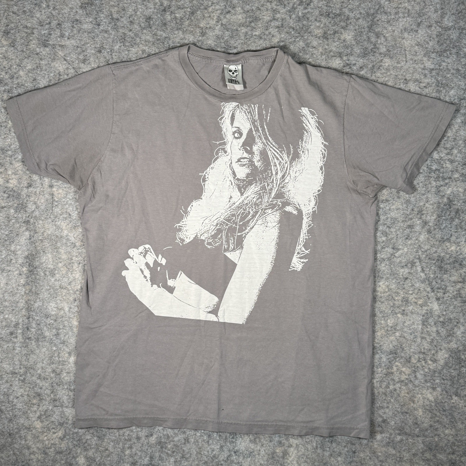 Vintage Total Skull Sheri Moon Zombie T Shirt Size L Gray Rob Zombie OG 22×28