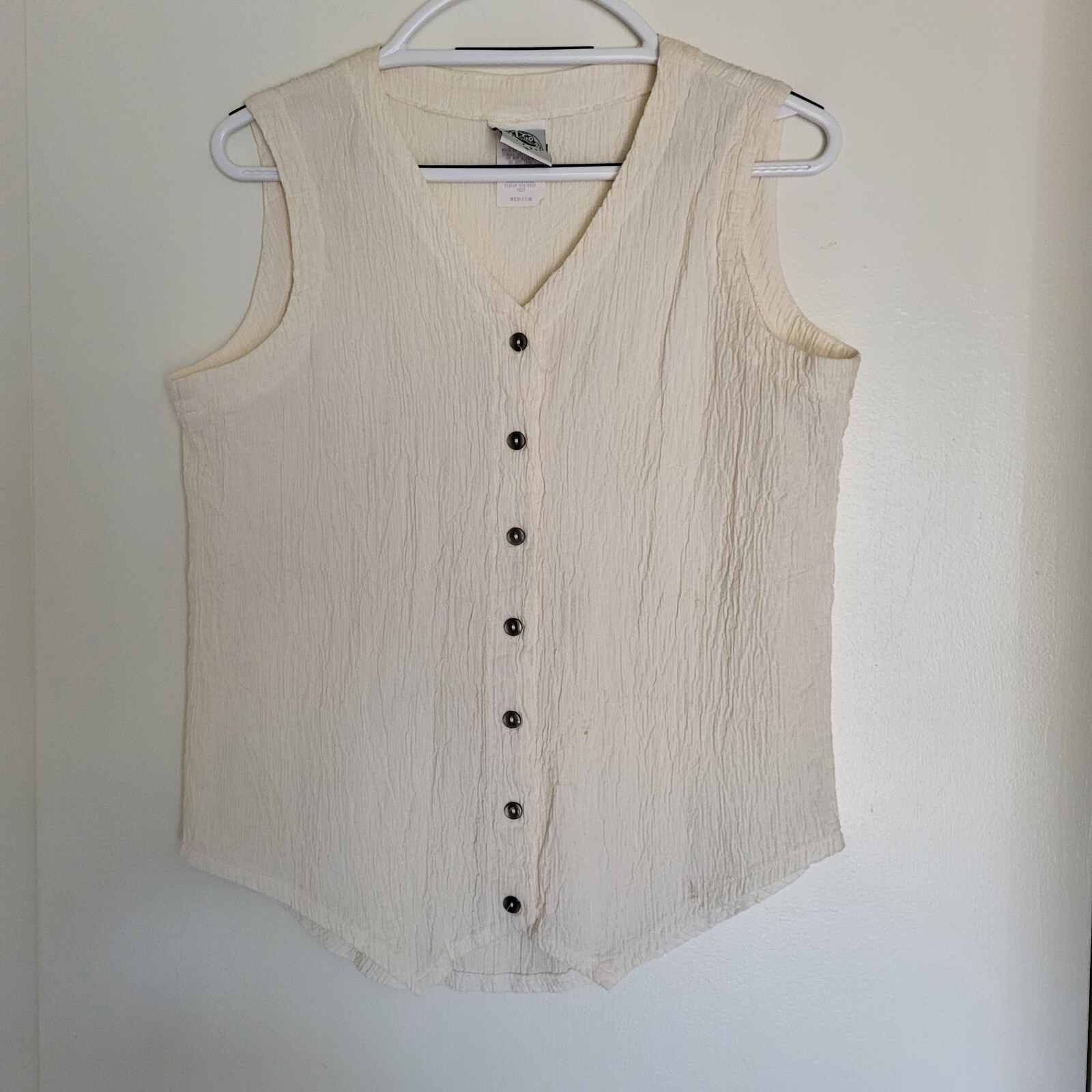Vintage Tomtom Crinkle Vest Top Skirt Womens M Cotton Linen Minimalist Boho