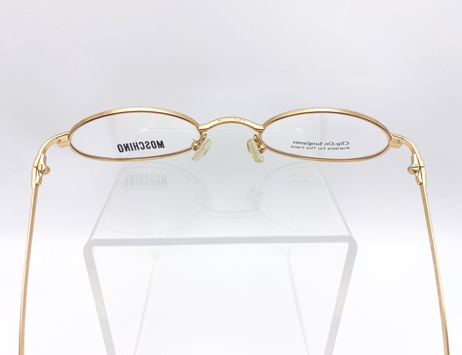 Vintage 1990s Moschino Gold Oval Eyeglass Frames Made in Italy NOS