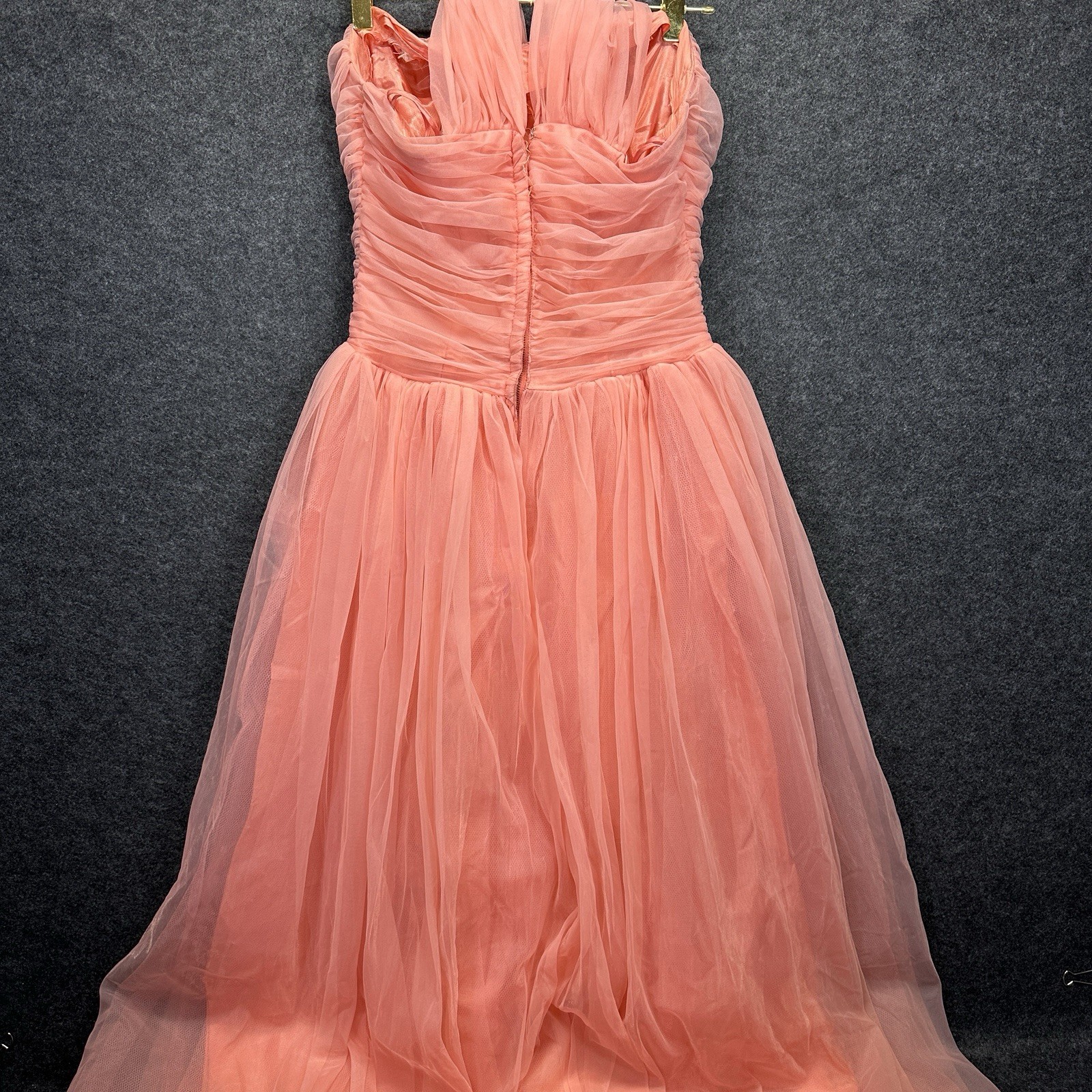 VTG 50s Coral Tulle VLV/ Coquette/whimsy/fairy Dress S Waist 25 In